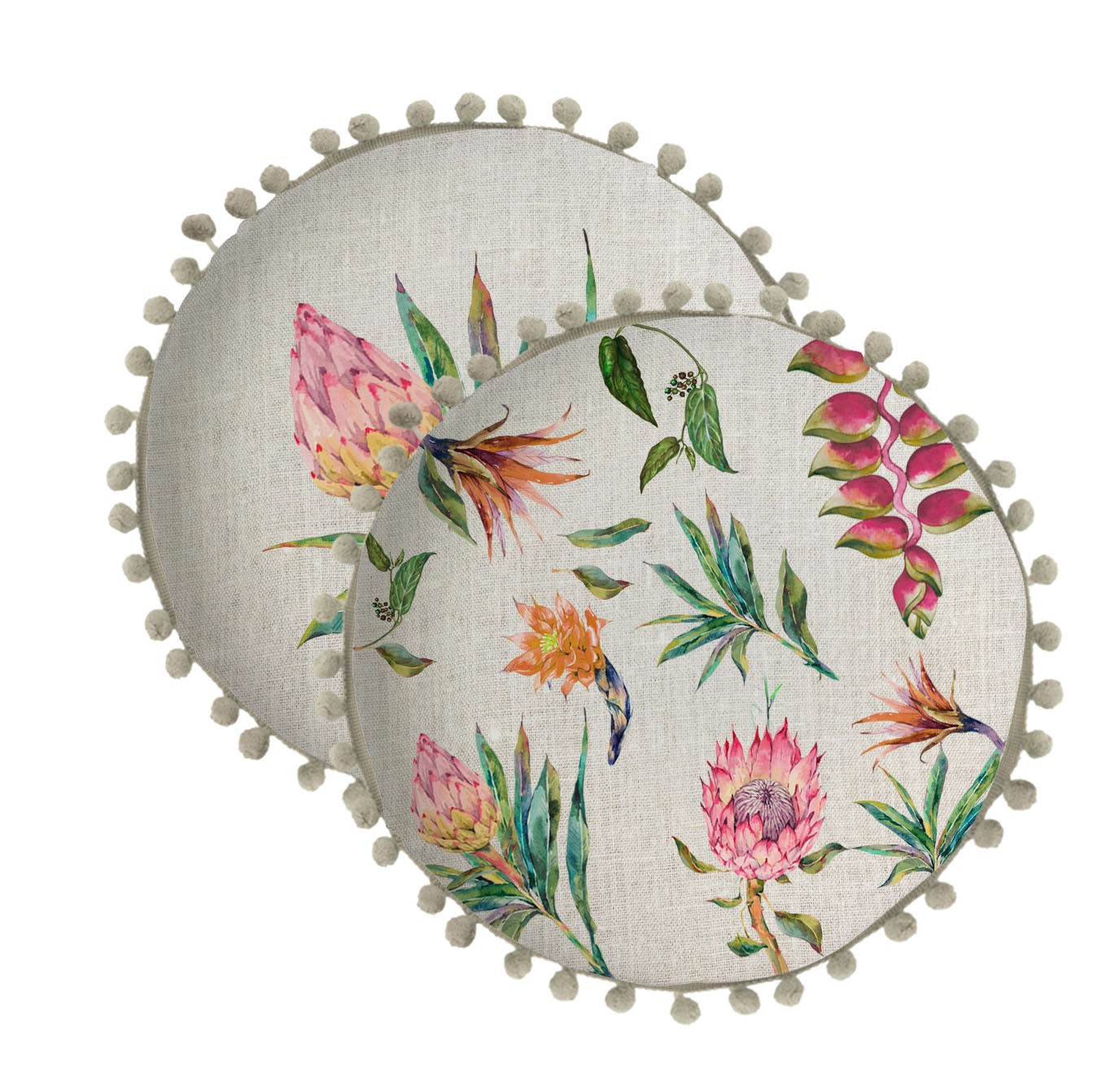 Cojin Redondo Lino Madroños (Flores Salvajes)