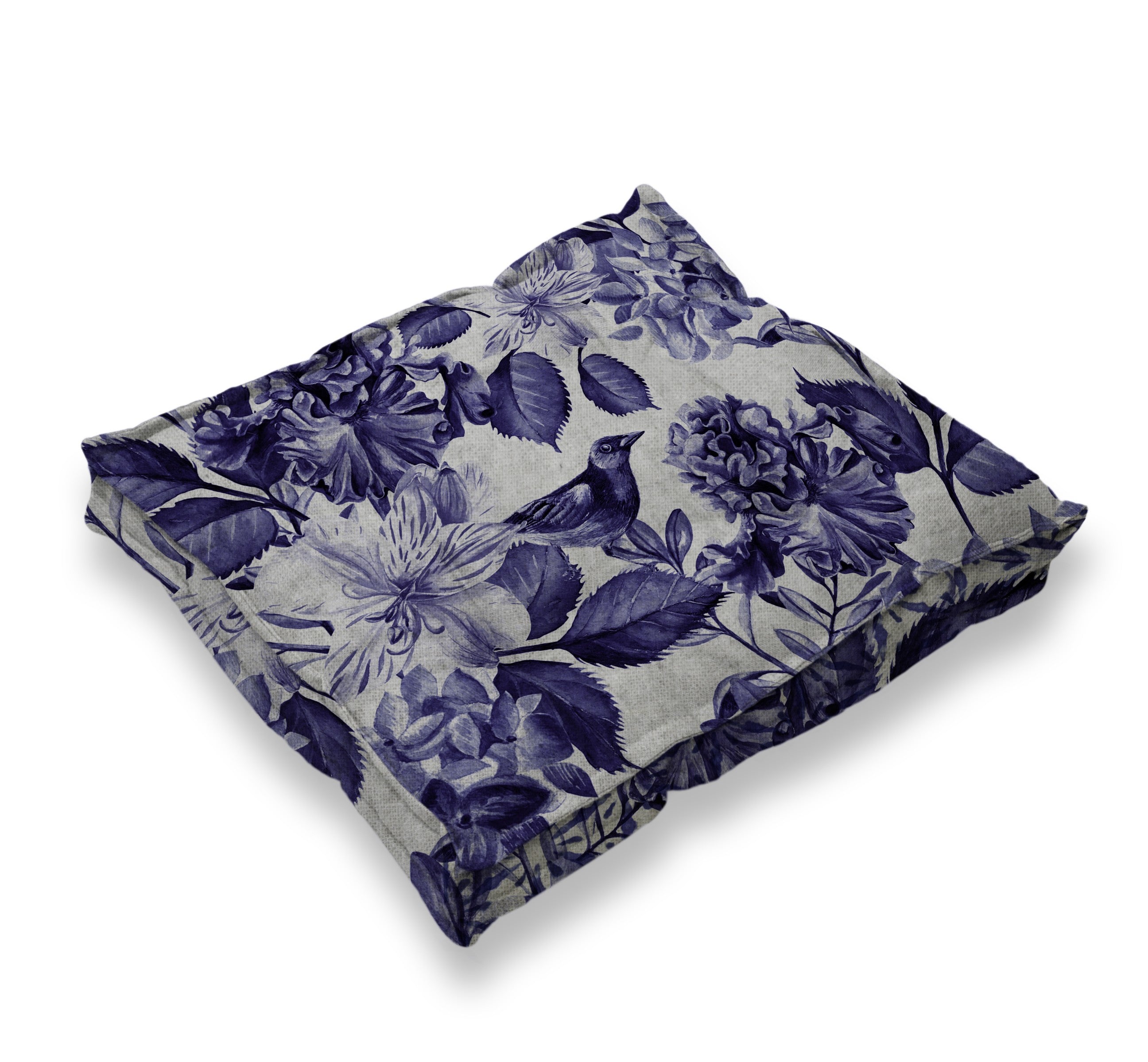 Cojin Linen Square(Blue Flowers)