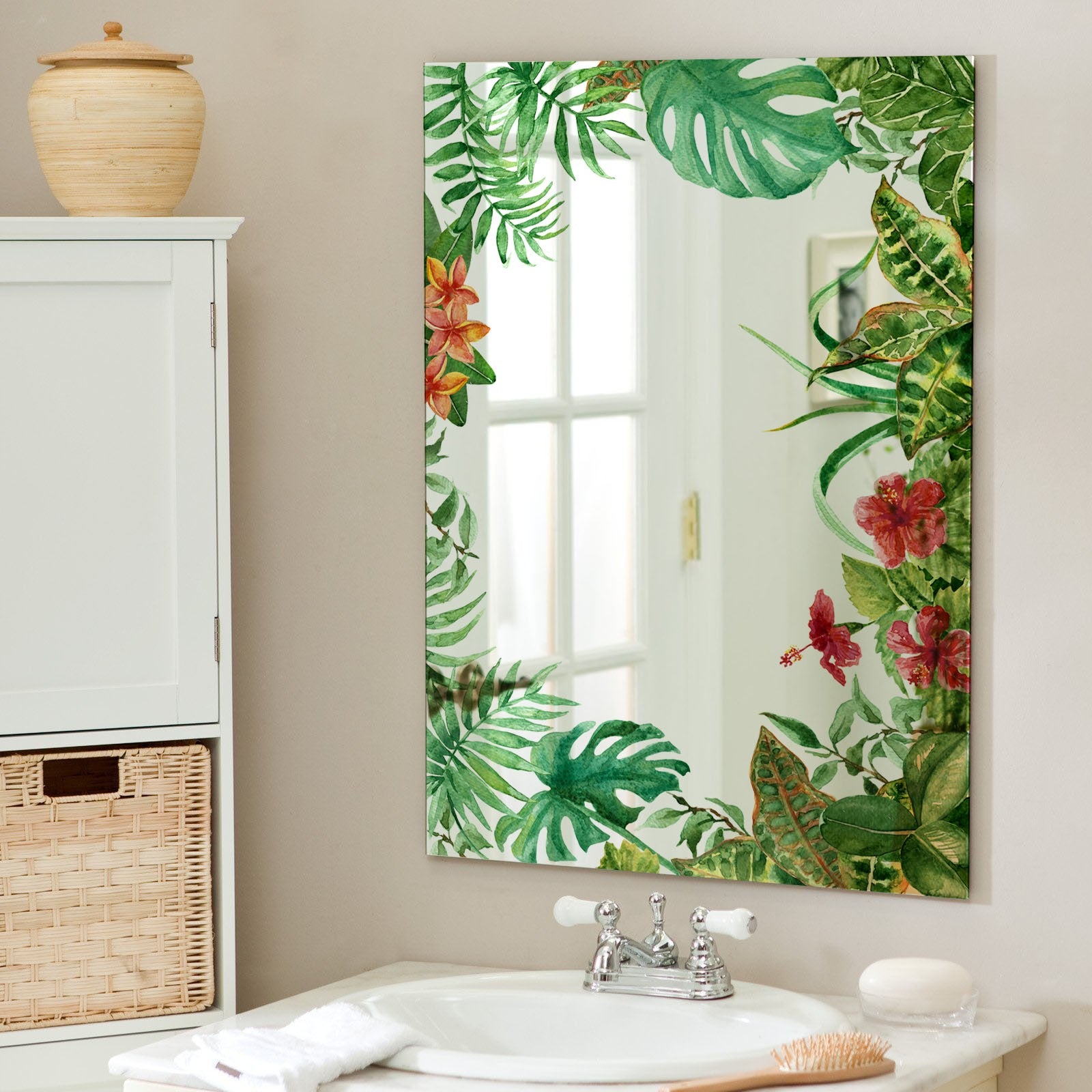 Espejo decorado 70x50 (Tropical Monstera Frame)