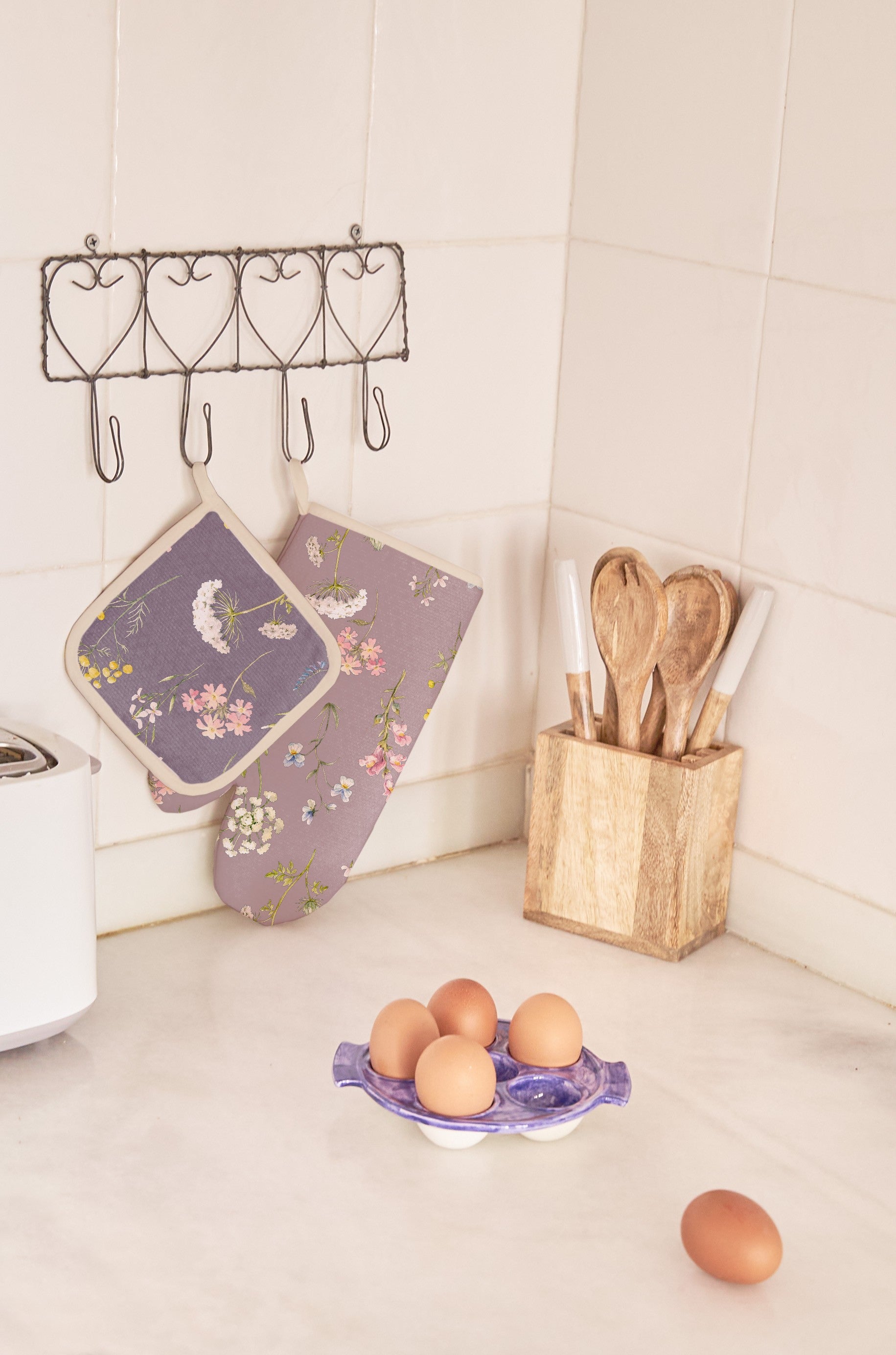 Kitchen Mittens Set (herbolarium malva)