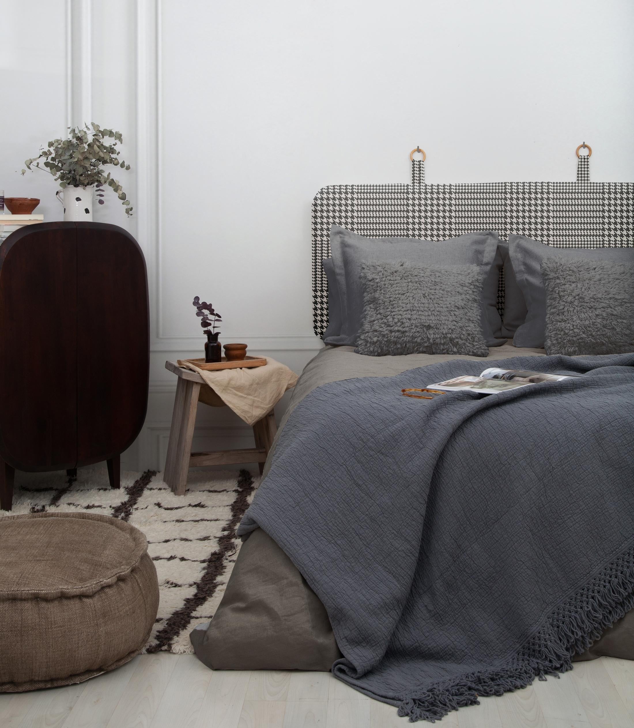 Velvet Fabric Headboard (Hounds Tooth)