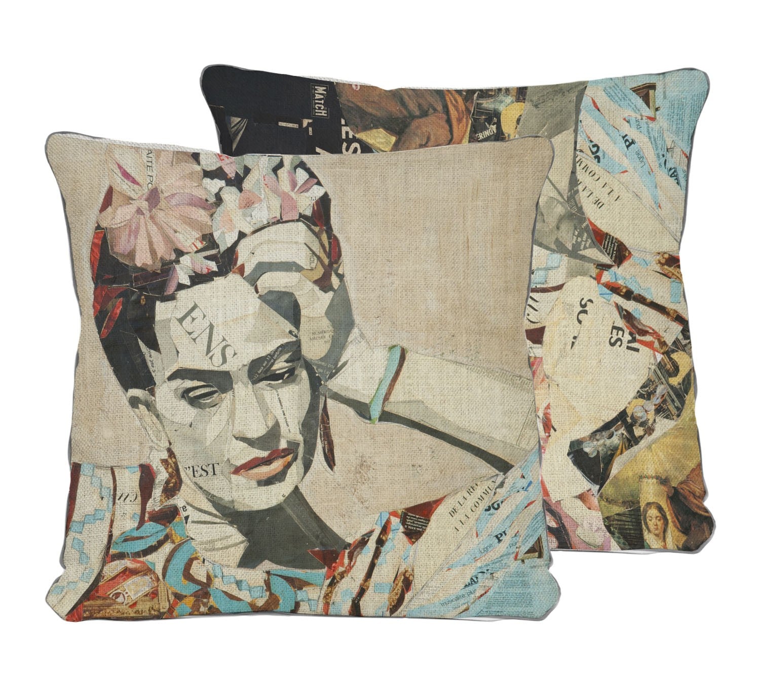 Cojin 45x45 Lino (Frida collage Blue)