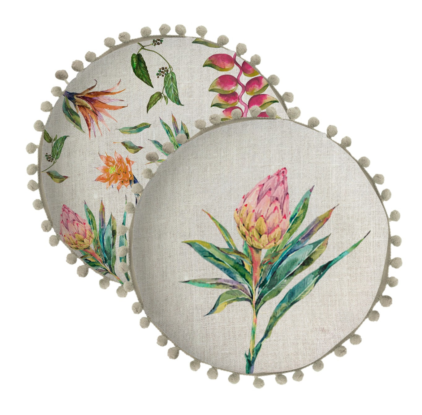 Cojin Redondo Lino Madroños (Flores Salvajes)