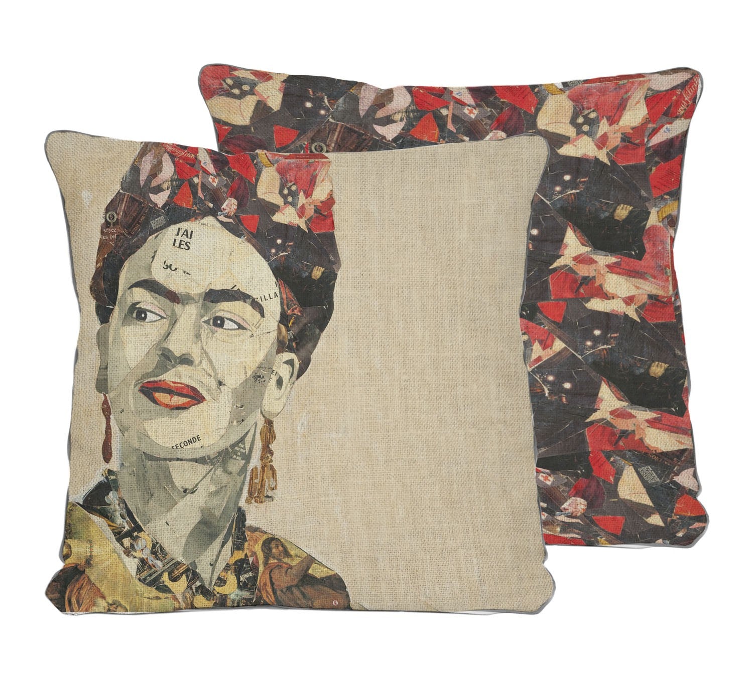 Cojin 45x45 Lino (Frida collage red)