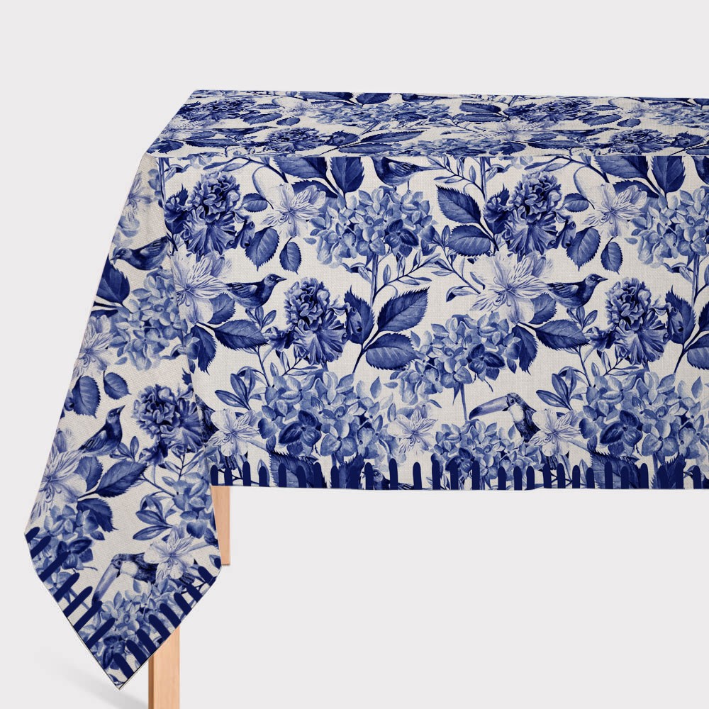 Mantel de lino140x200 (Blue Birds)