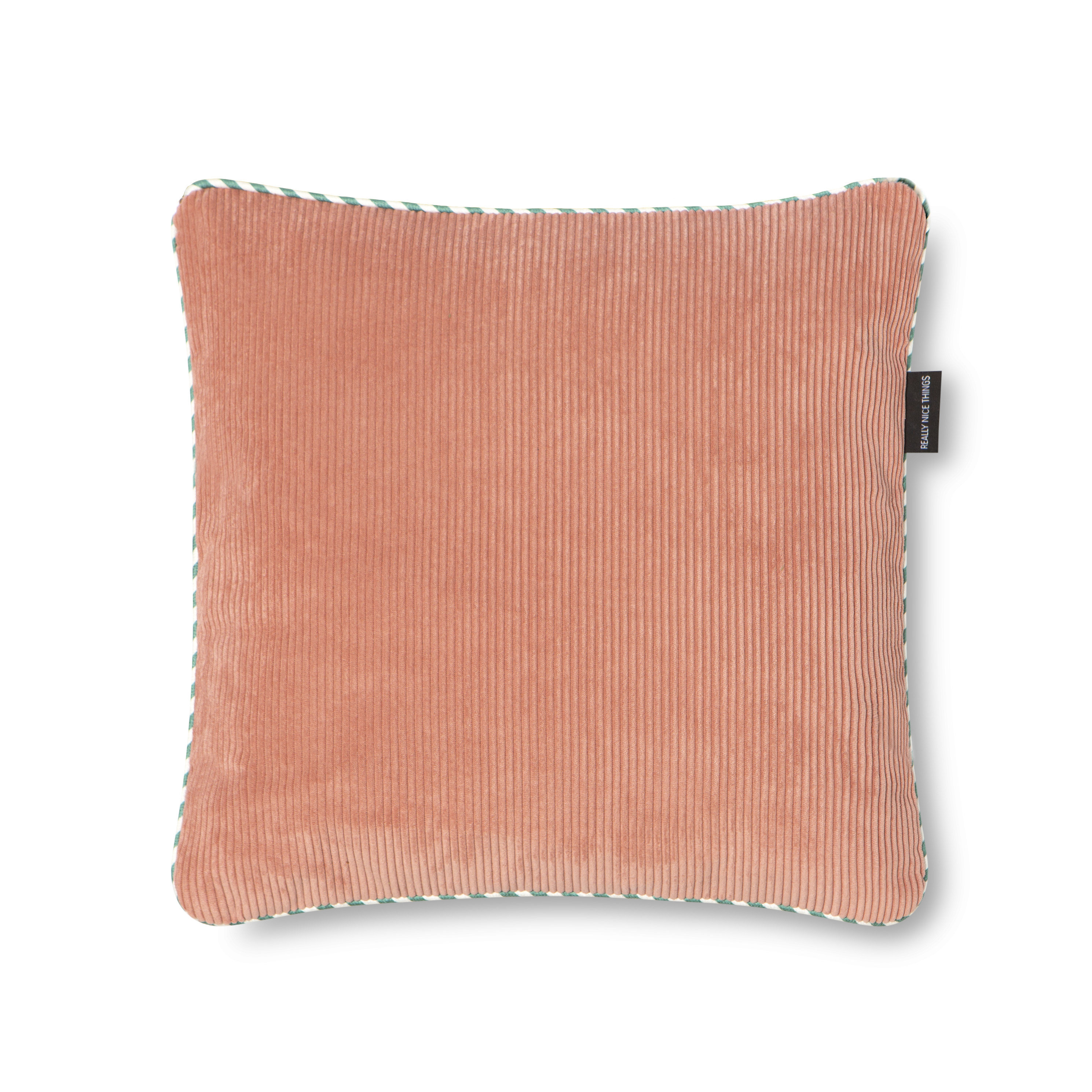 Coussin velours côtelé rose-marron 45x45