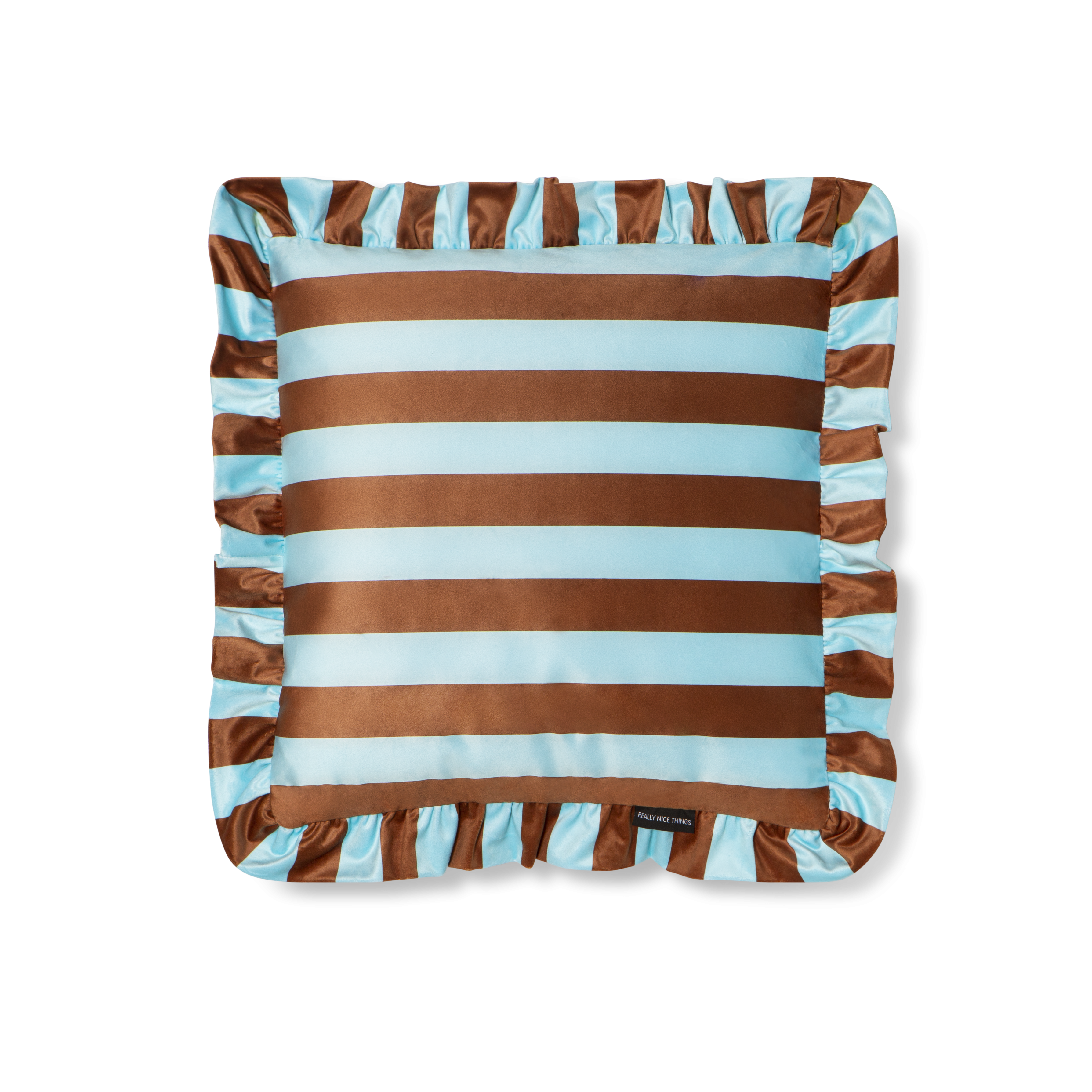 Cojín Ruffle Velvet  Brown- Blue