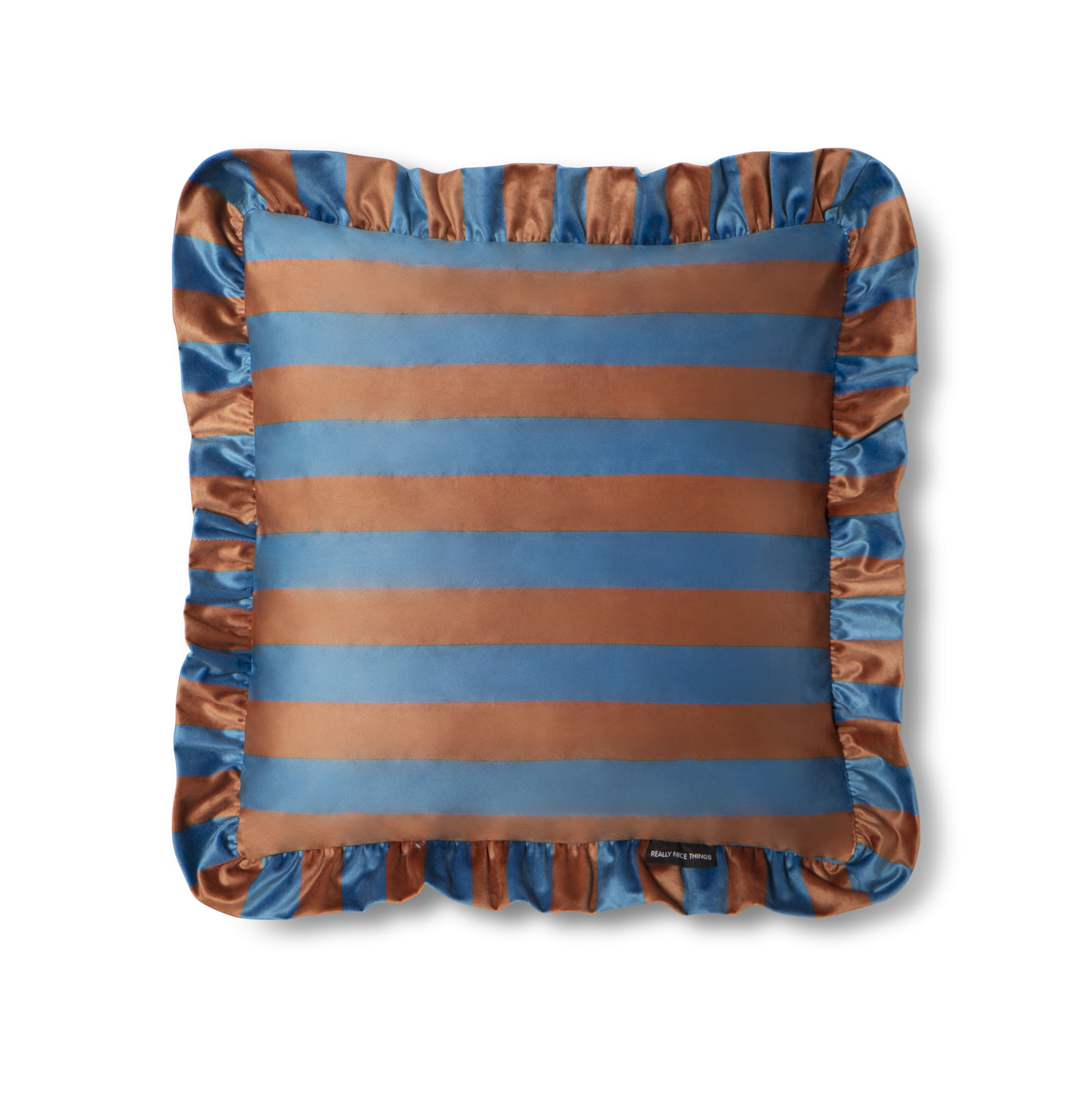 Cojín Ruffle Velvet  Blue - brown