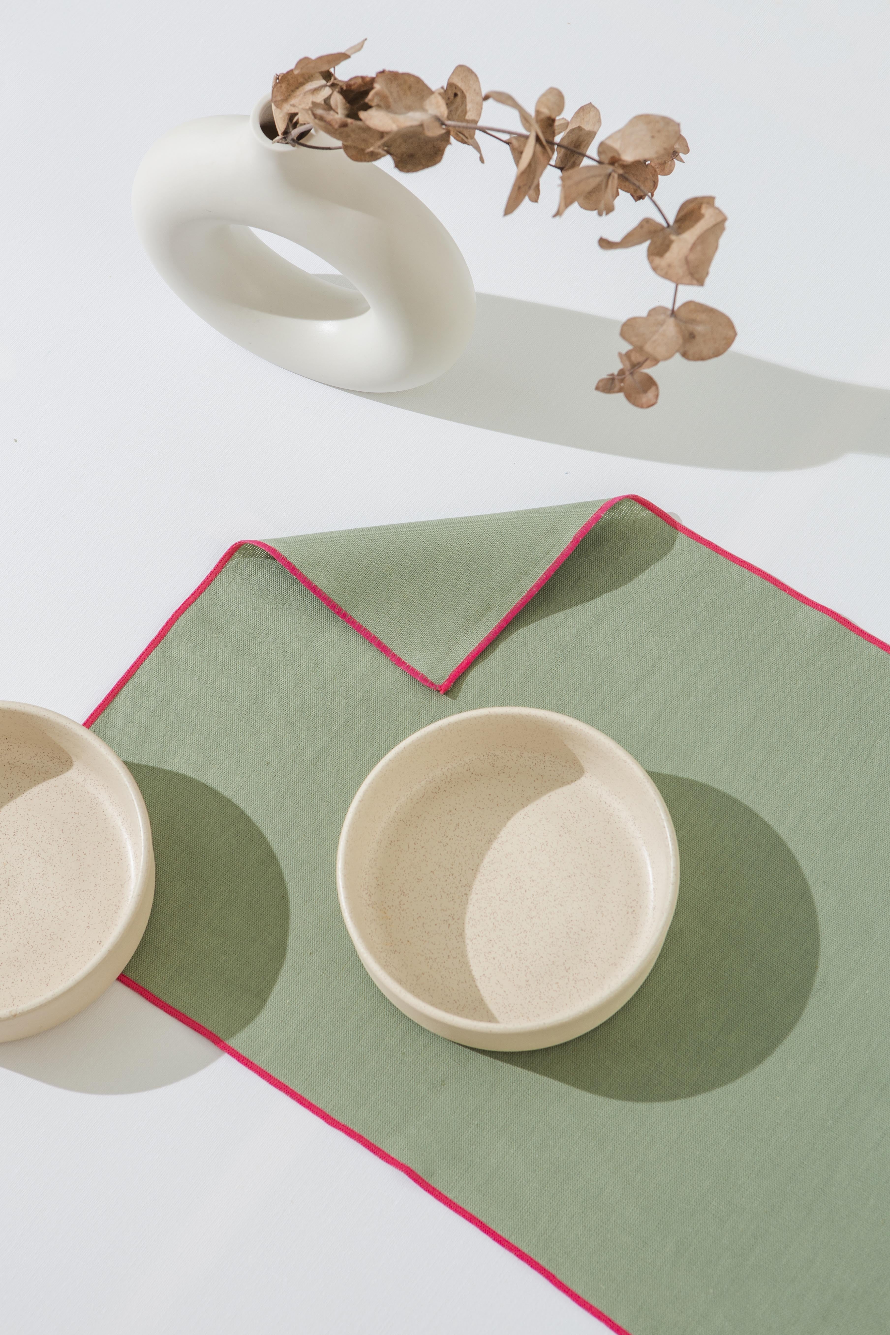 Set 2 individuales Contrast Edge Acqua