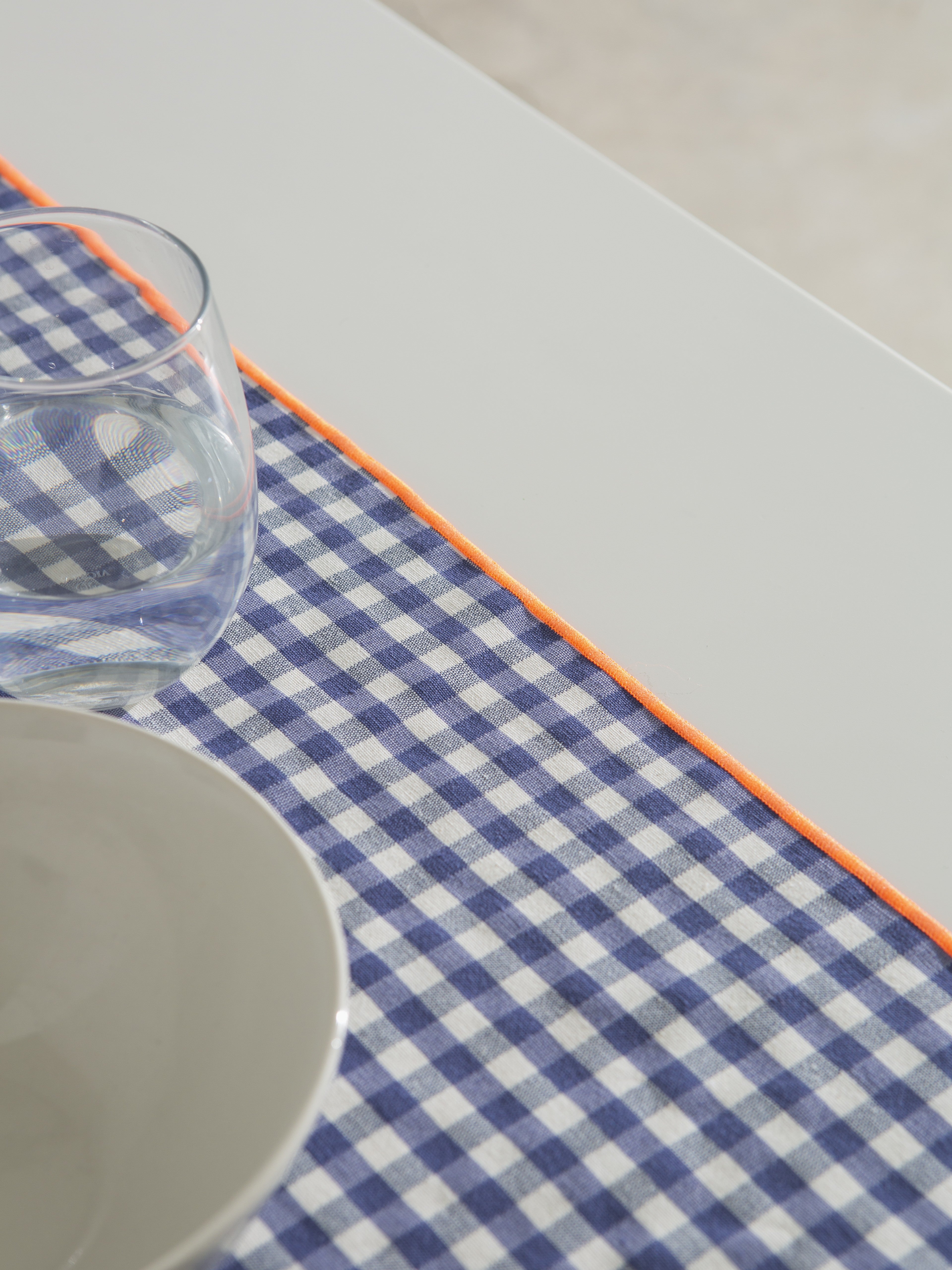 Set 2 Table roads Vichy navy