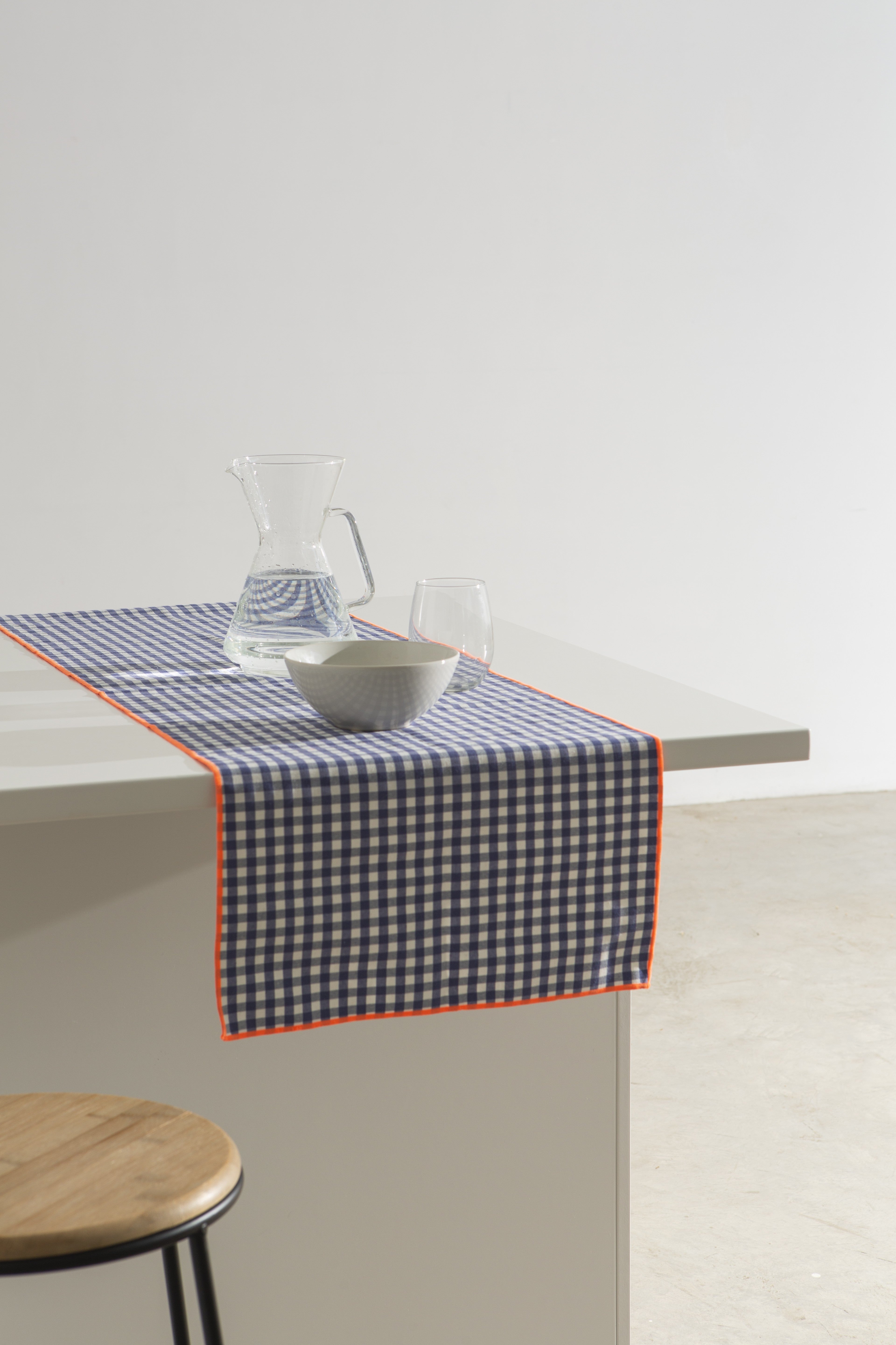 Set 2 Table roads Vichy navy