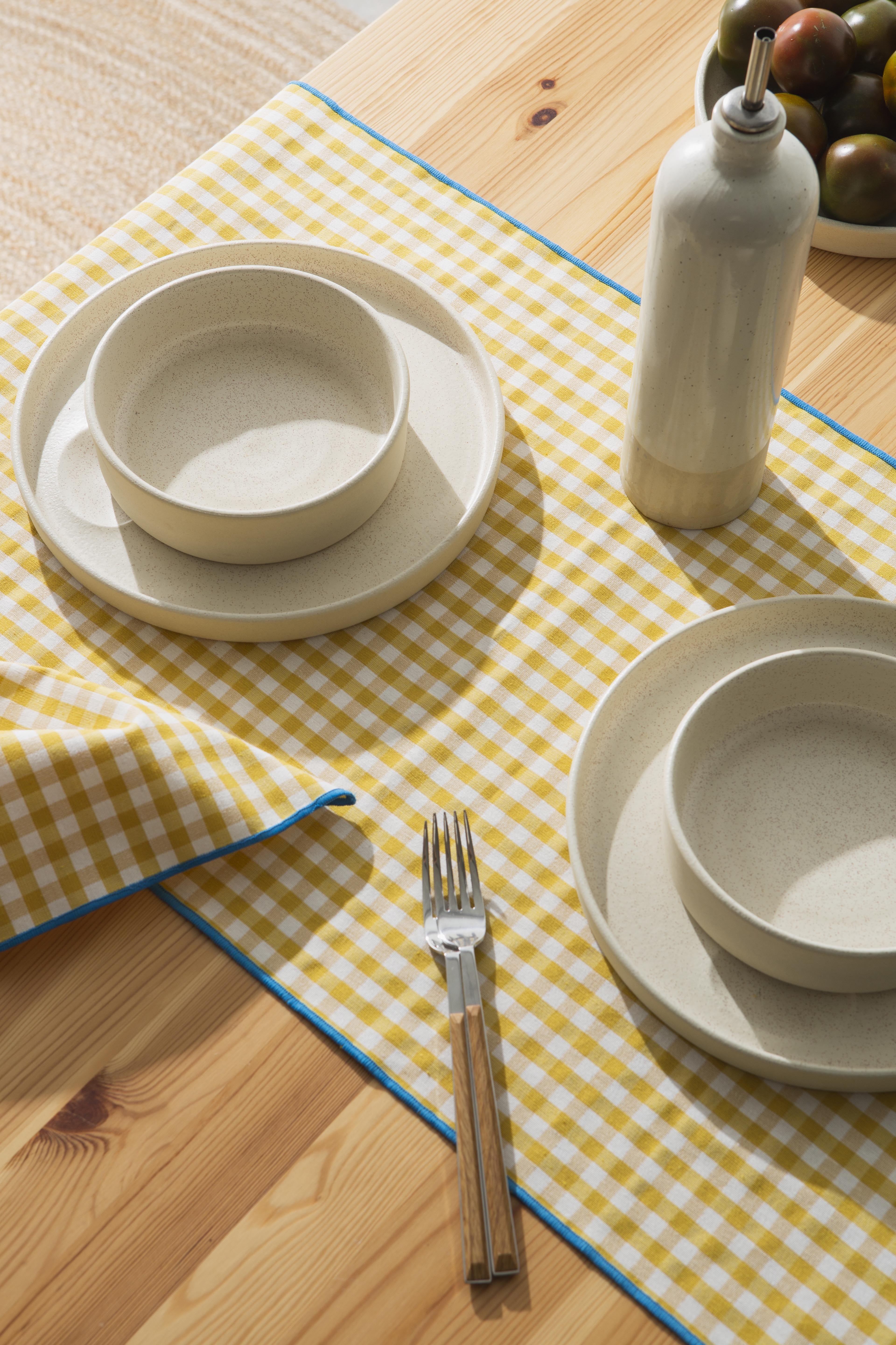 Set 4 Servilletas Contrast  Vichy Yellow