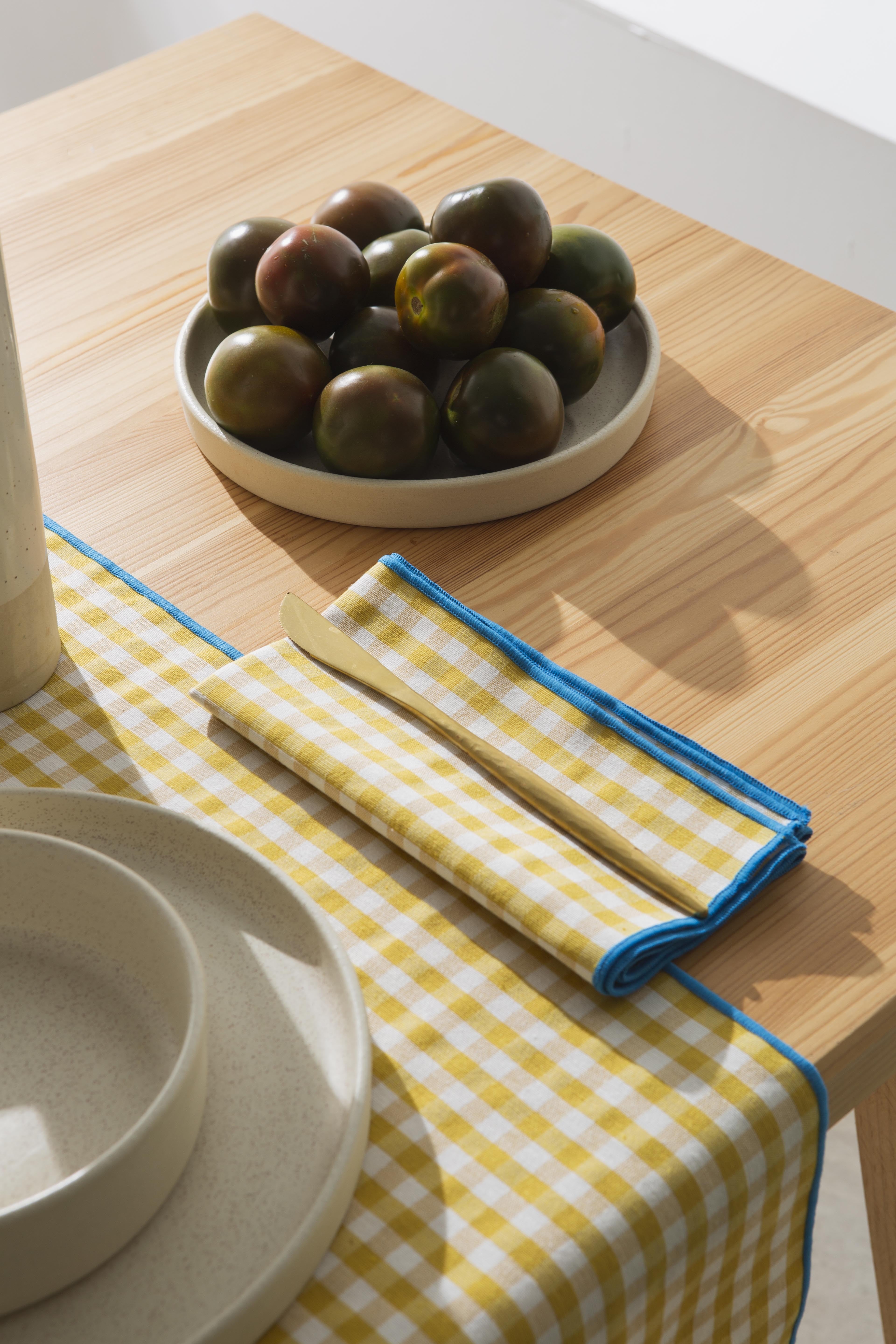 Set 4 Servilletas Contrast  Vichy Yellow