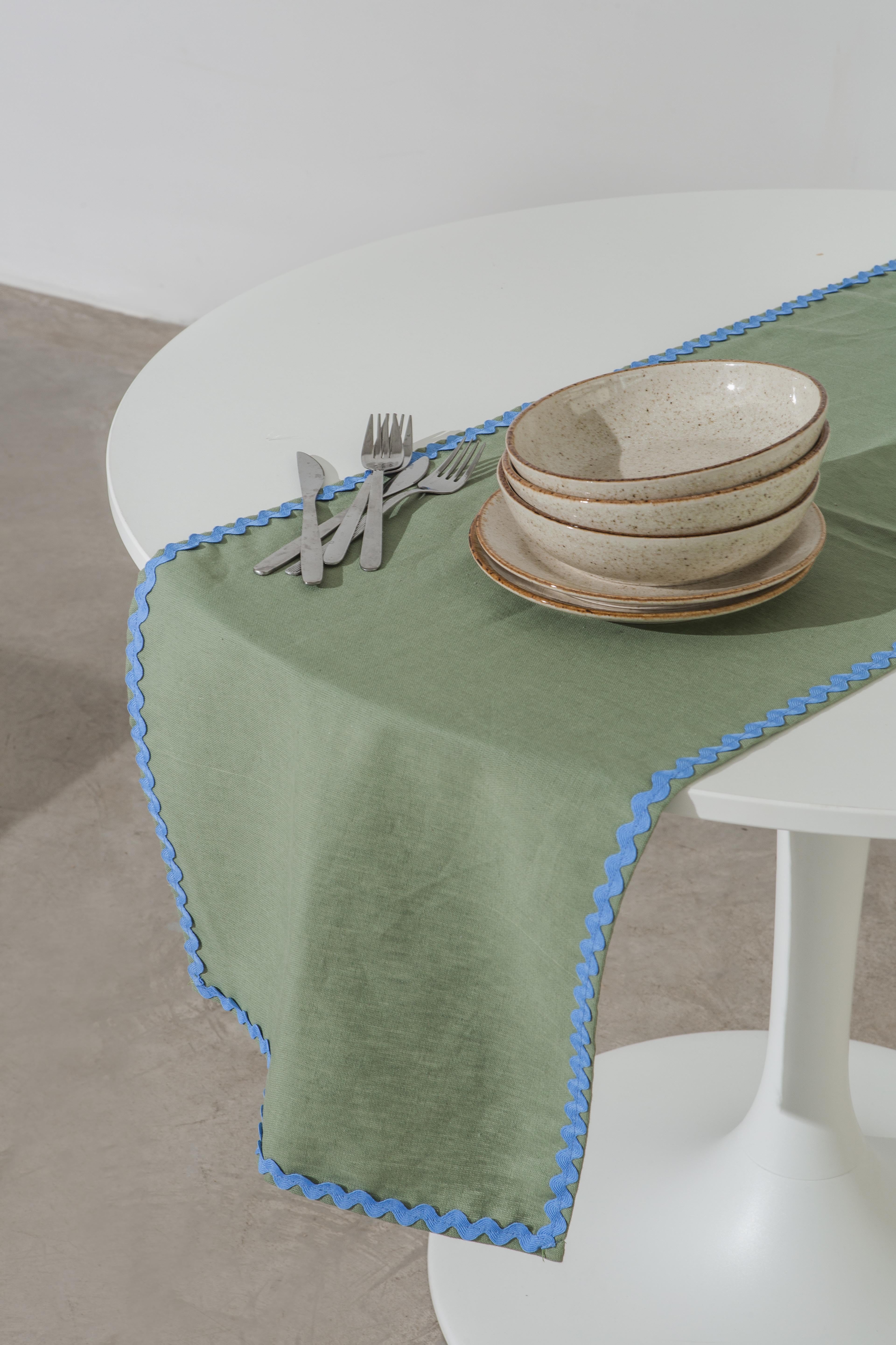 Set 2 Wavy Aquamarine Table Runners