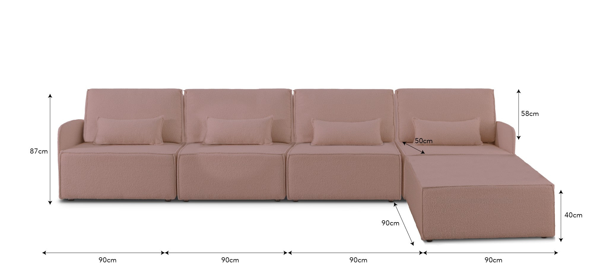 Sofa modular Lea 4 plazas Soft Pink