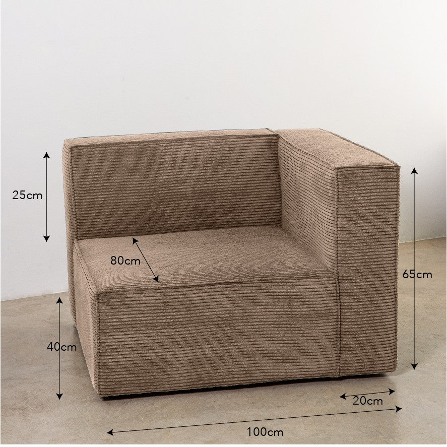 Sofa Harper 3 plazas Chaiselongue Marron