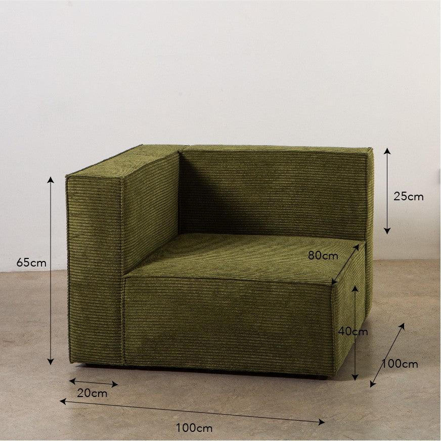 Sofa Harper 4 plazas Chaiselongue Verde