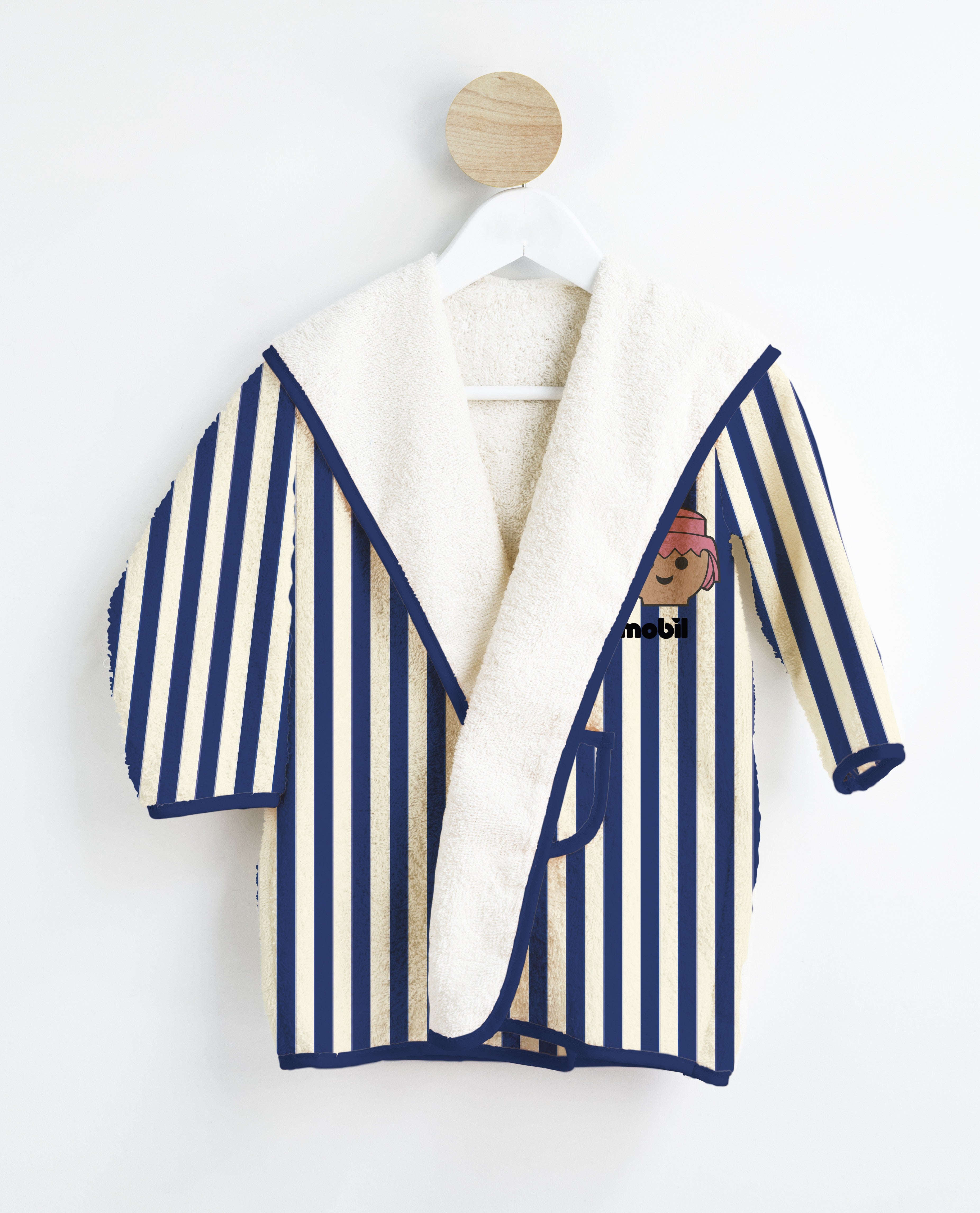 Albornoz infantil (Blue Stripes Playmobil, Talla 2-4 Y)