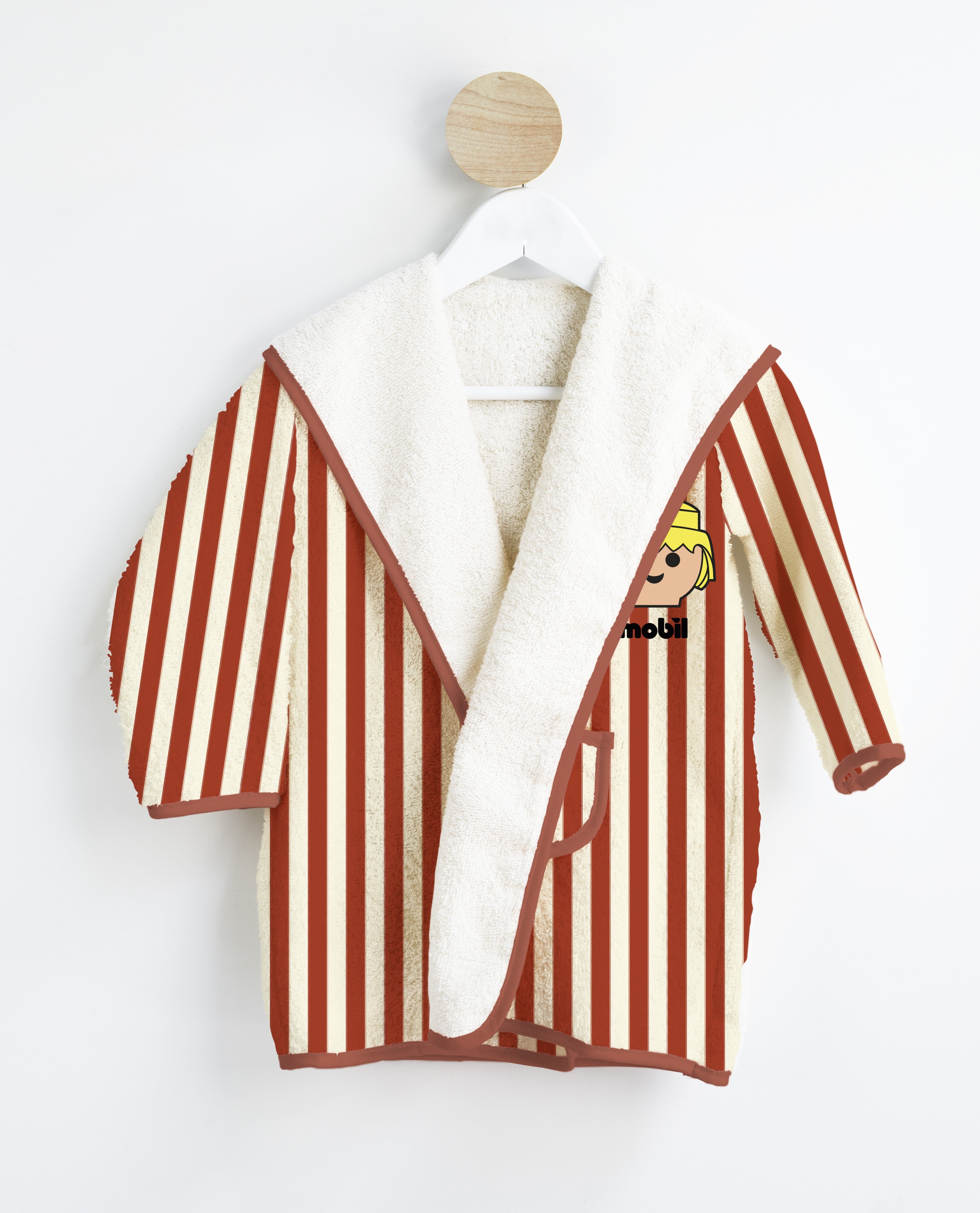 Albornoz infantil (Red Stripes Playmobil, Talla 6-8 Y)