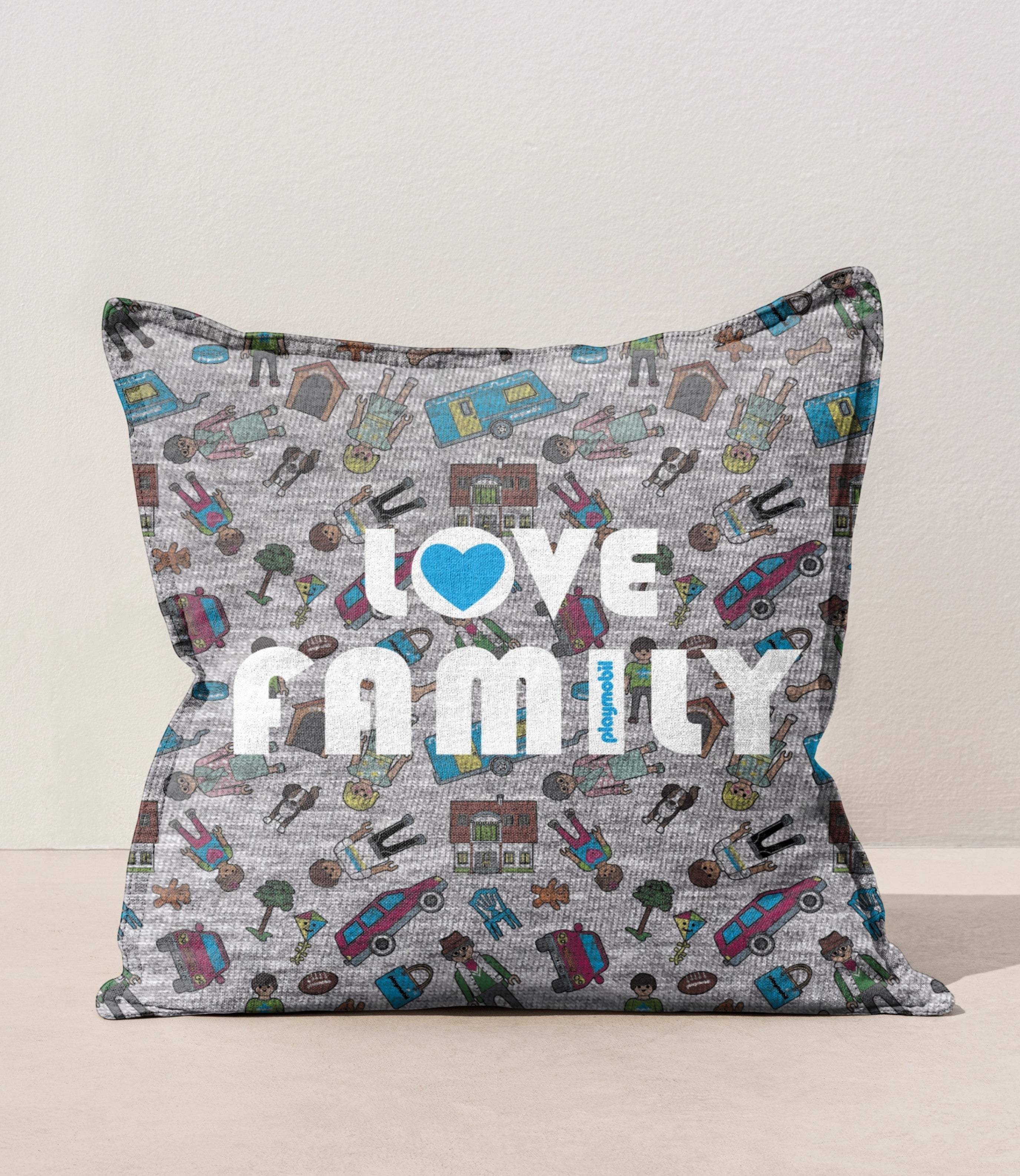 Cojin Lino Doble Pestaña 45x45 (Love Family)