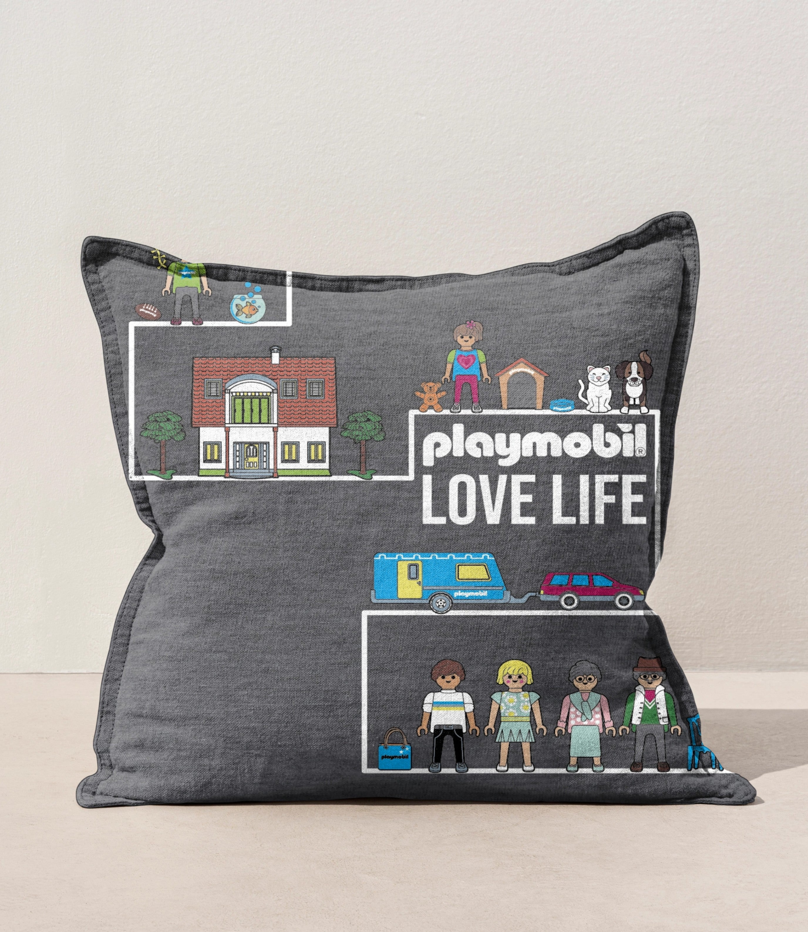Cojin Lino Doble Pestaña 45x45 (Love life)