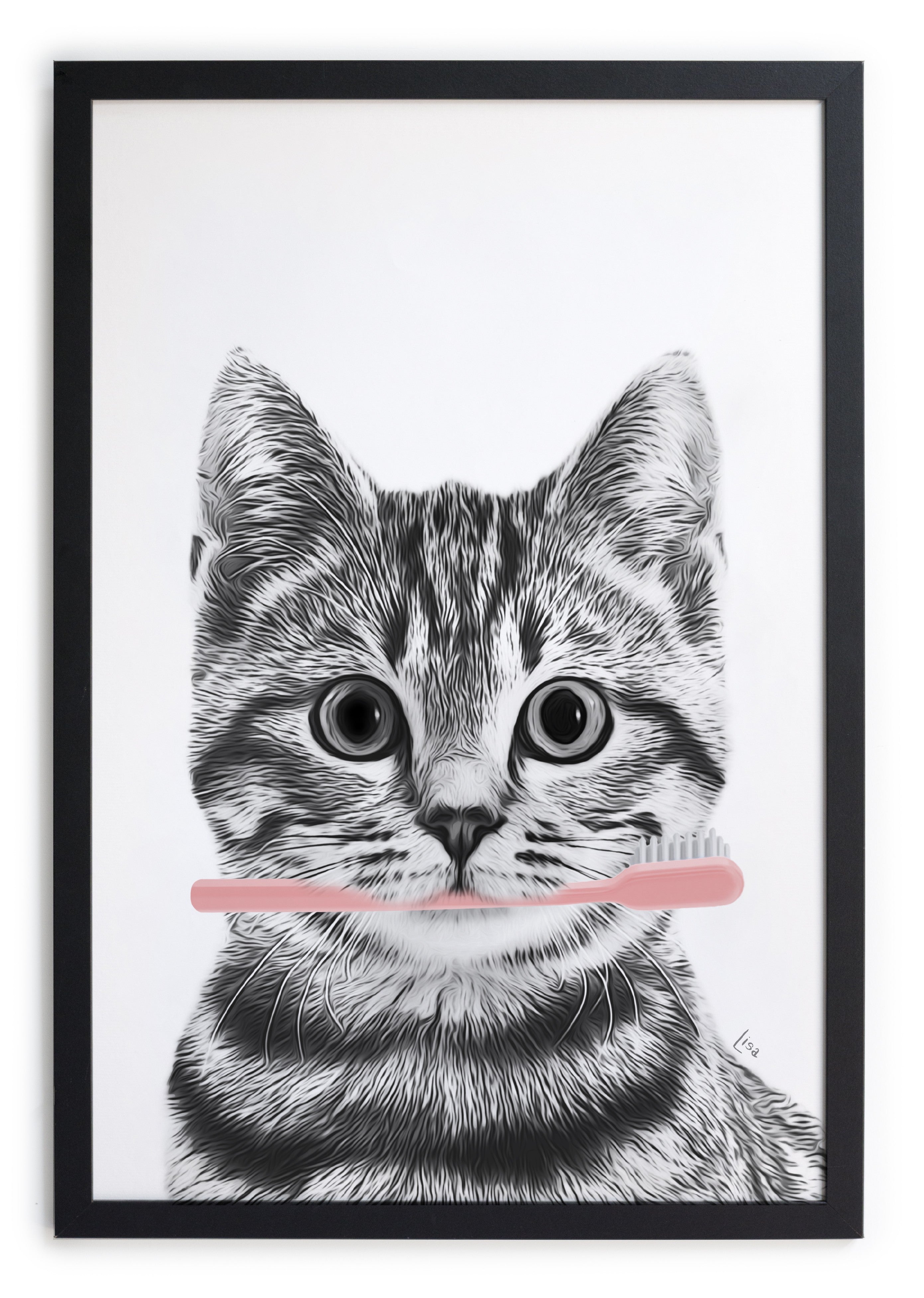 Cuadro Moldura Negra 40x30 (Cat Bath)