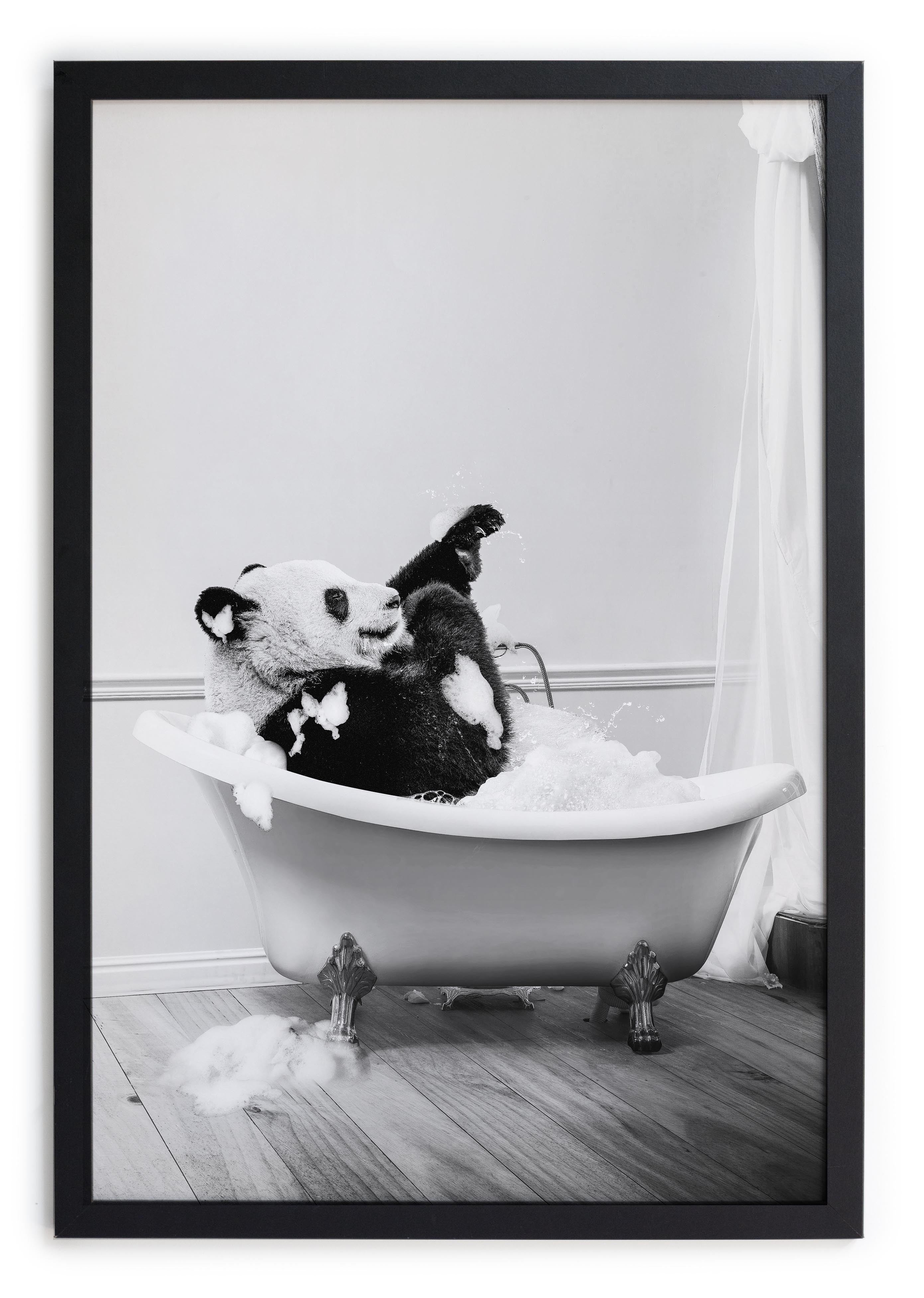 Cuadro Moldura Negra 40x30 (Panda Bath)