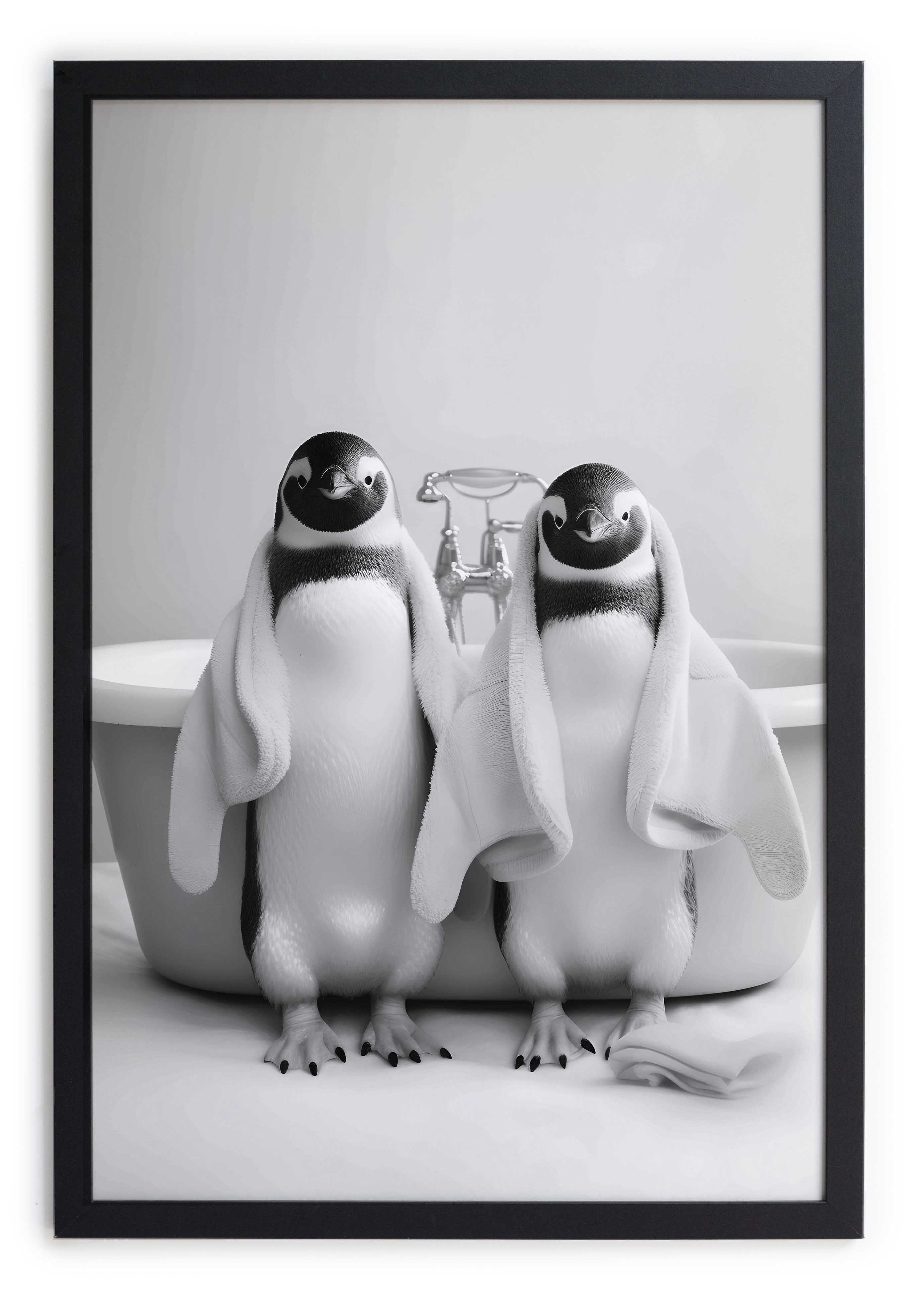 Cuadro Moldura Negra 40x30 (Penguins Bath)