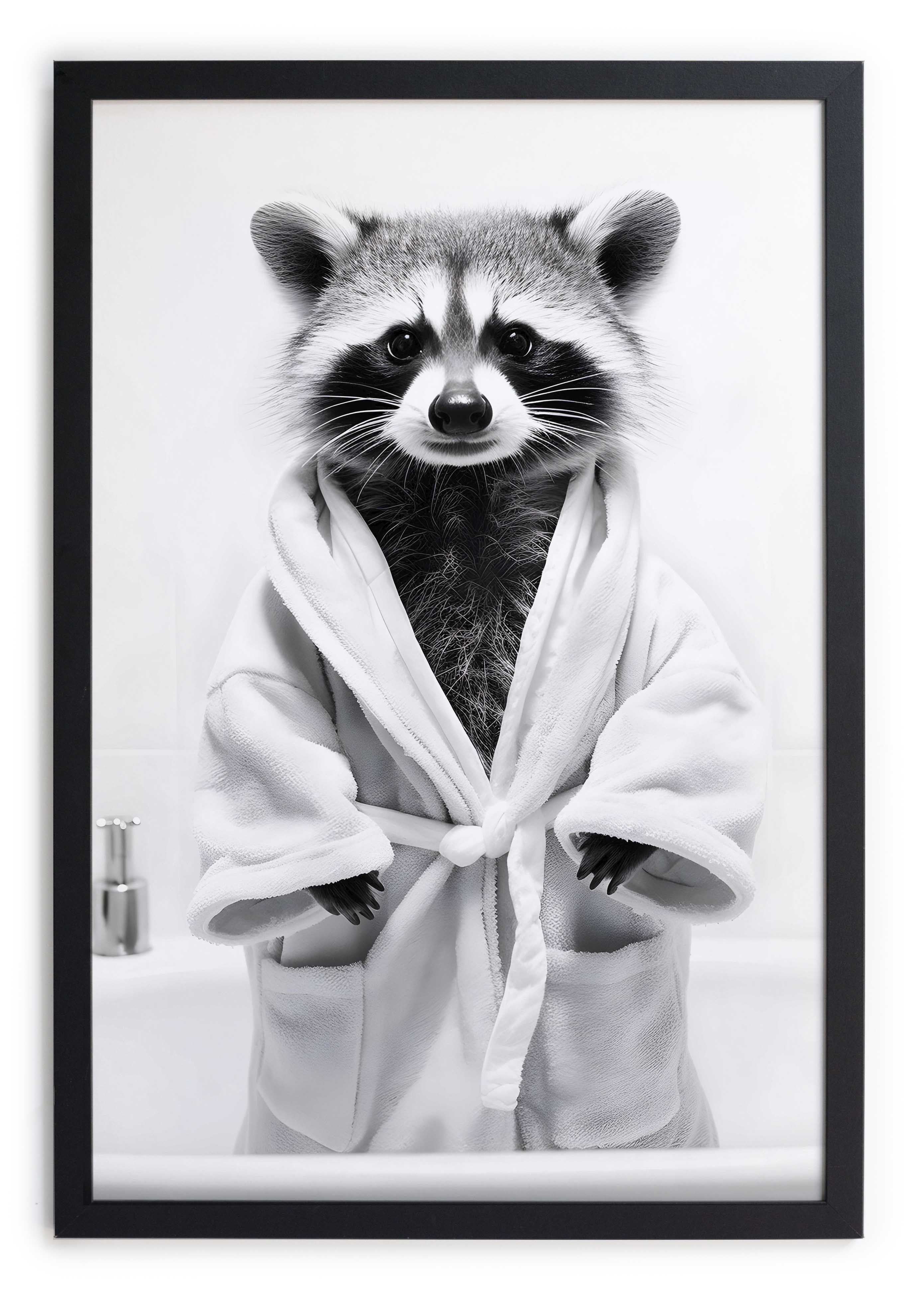 Cuadro Moldura Negra 40x30 (Racoon Bath)