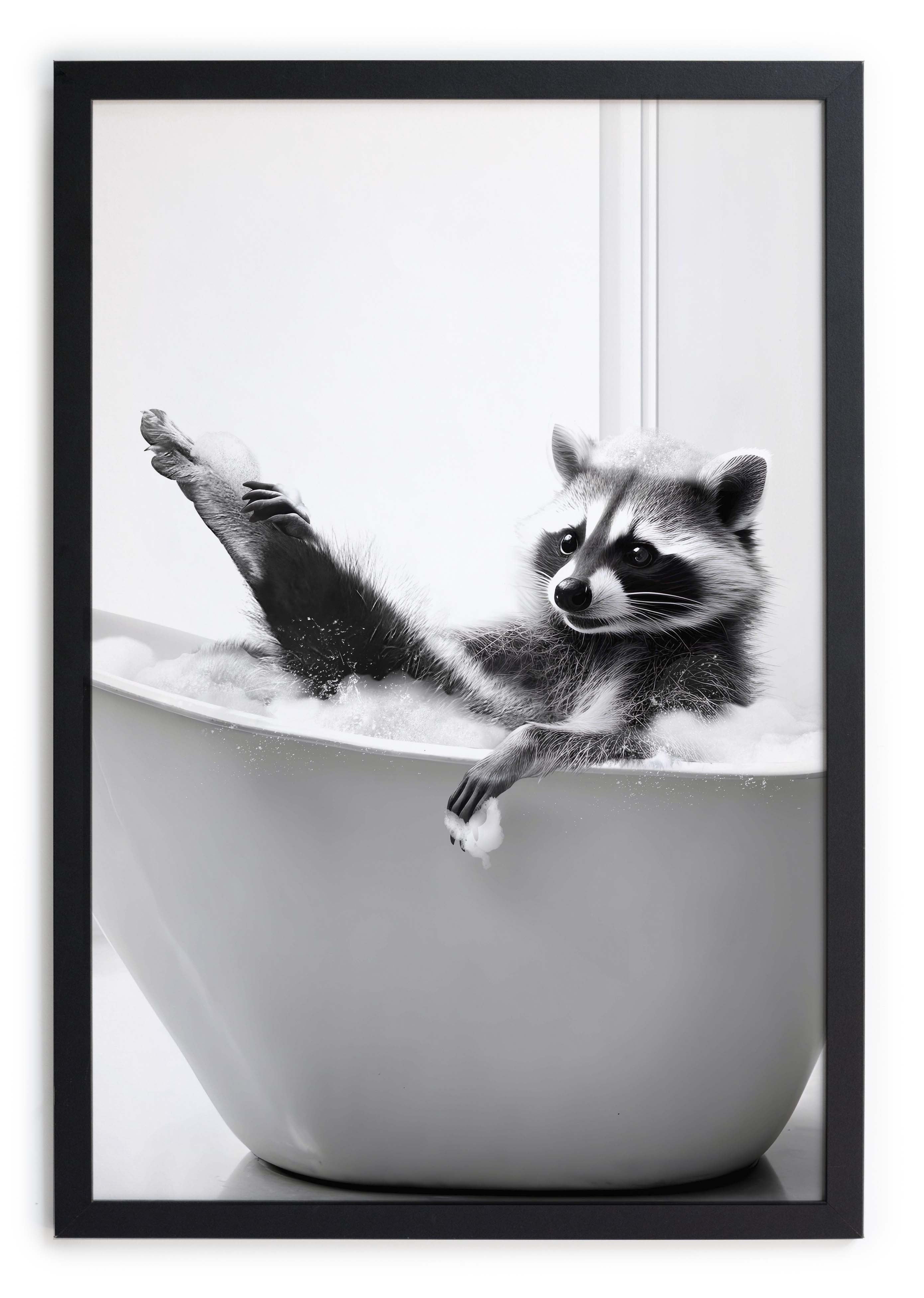 Cuadro Moldura Negra 40x30 (Racoon Shower)