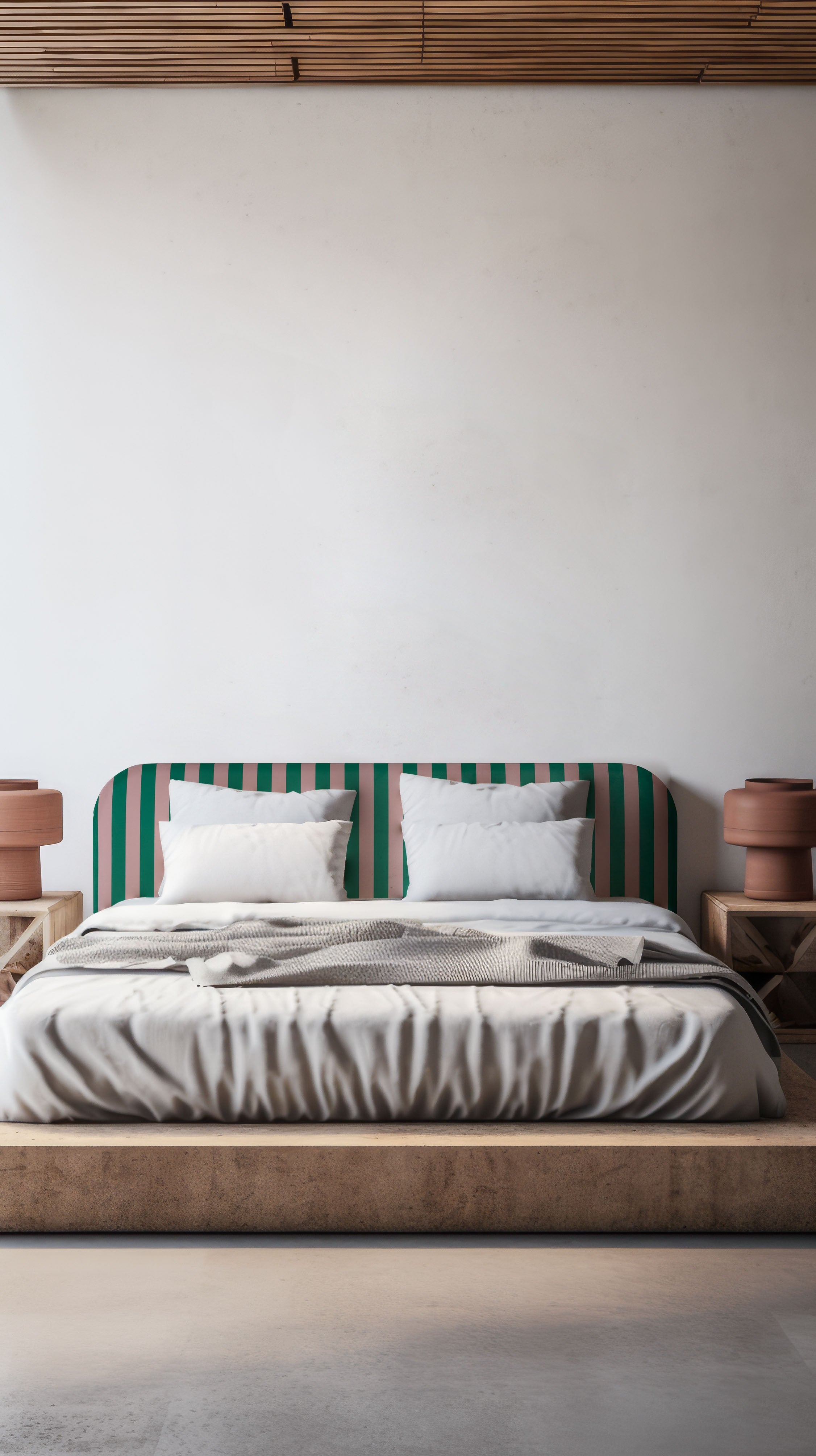 Cabecero Eddie Tapizado Velvet (Stripes Green Pink)