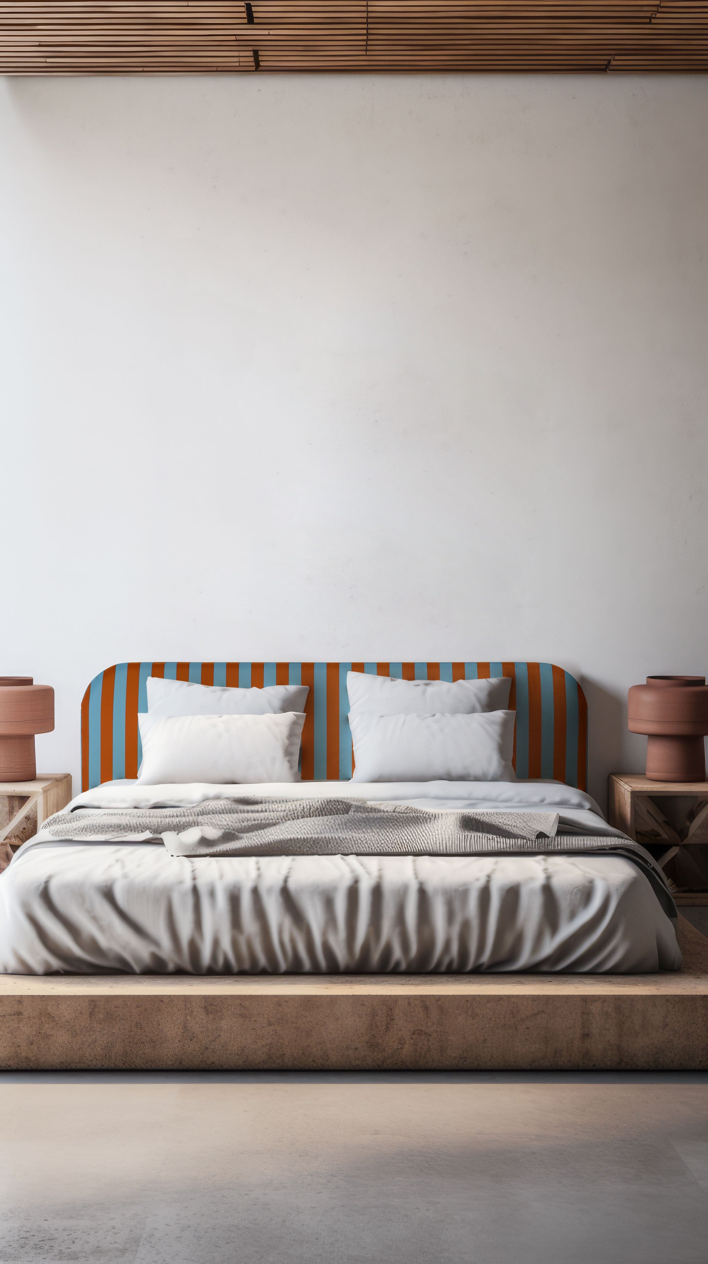 Cabecero Eddie Tapizado Velvet (Stripes Copper Blue)