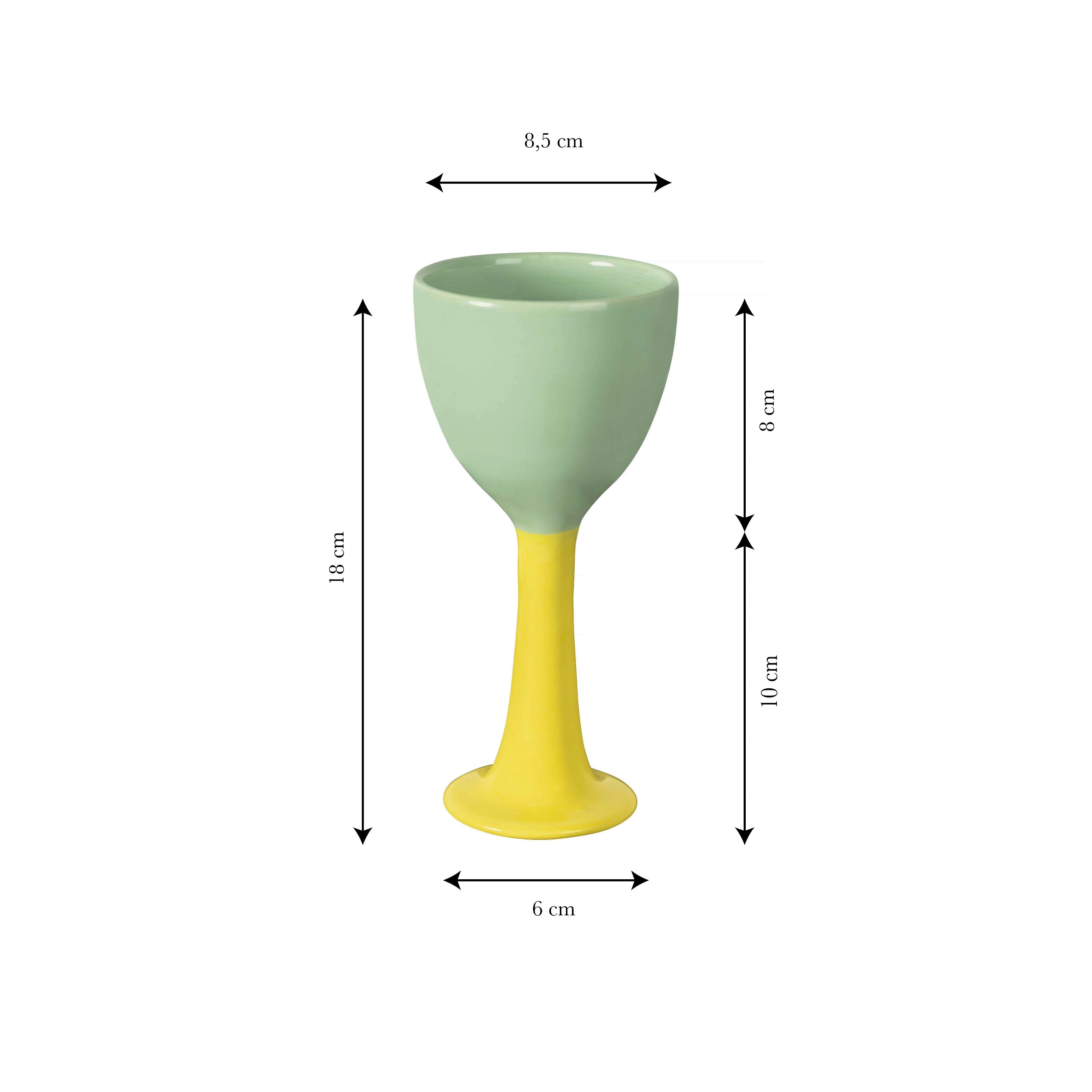 Copa de Vino Cerámica Salut  Verde y Amarillo