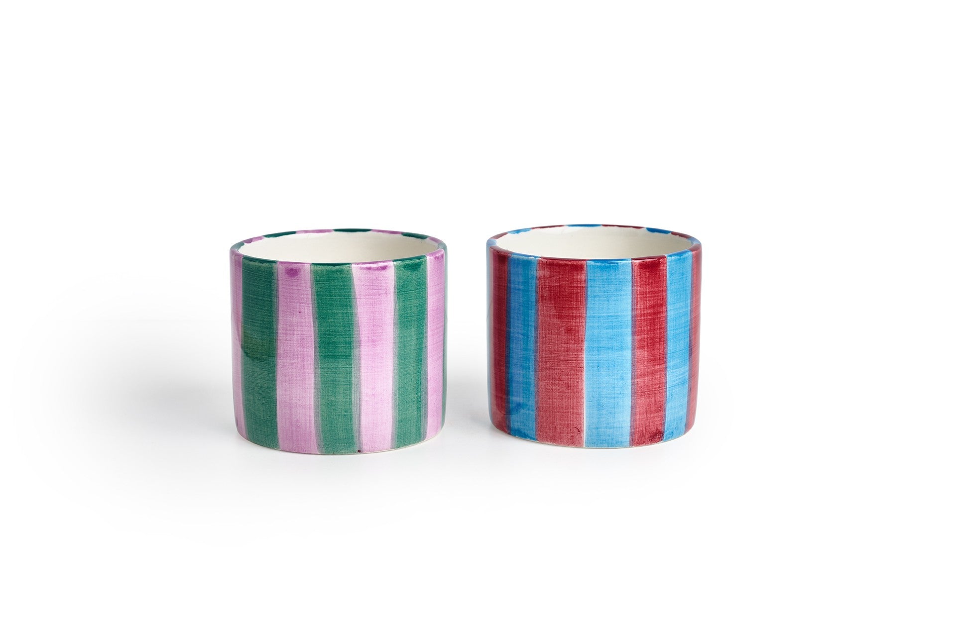 Set Tazas Rayas Lila