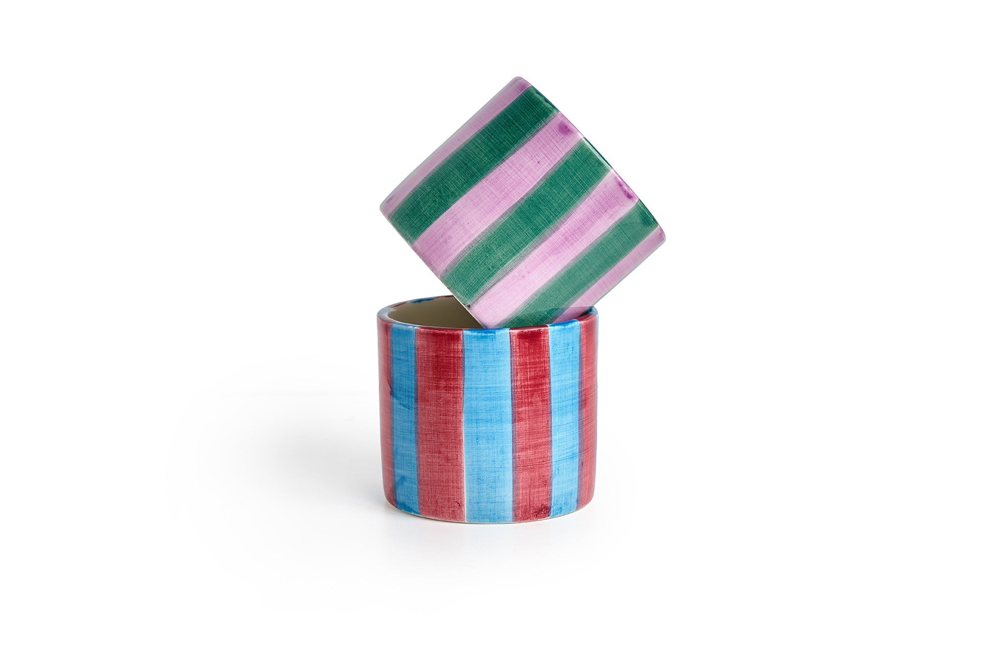 Set Tazas Rayas Lila
