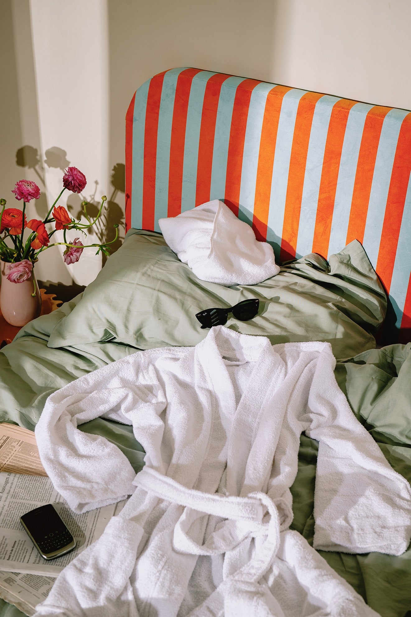 Cabecero Eddie Tapizado Velvet (Stripes Copper Blue)