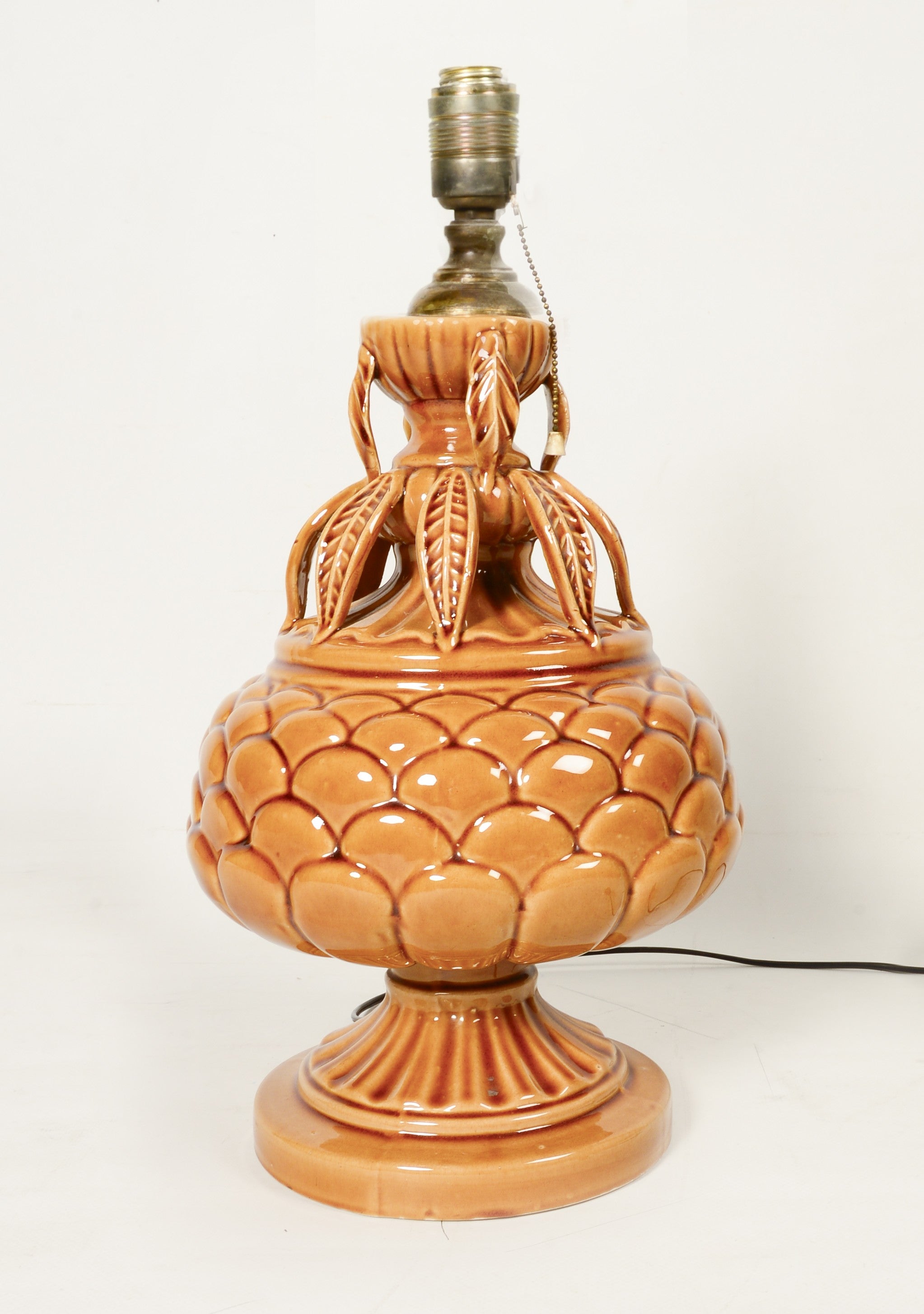 Pie de Lámpara Ceramica de Manises Marron