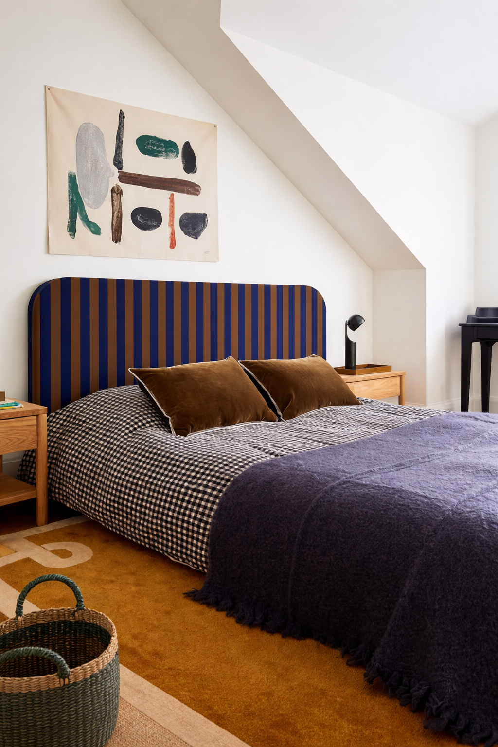 Cabecero Eddie Tapizado Terciopelo Cama 150cm  Blue- Tobacco