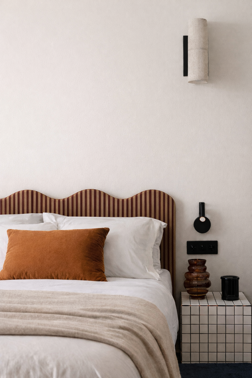 Cabecero Wavy Tapizado Terciopelo Cama 150cm Underwood