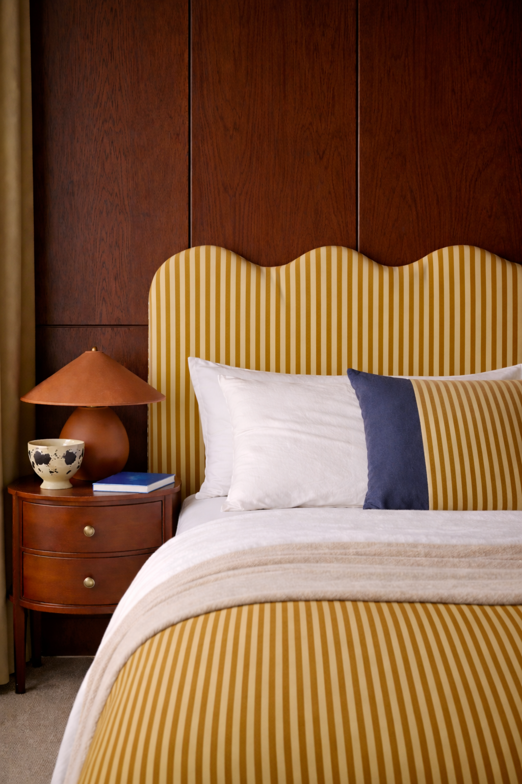 Cabecero  Wavy Tapizado Terciopelo Cama 150cm Butter Toast