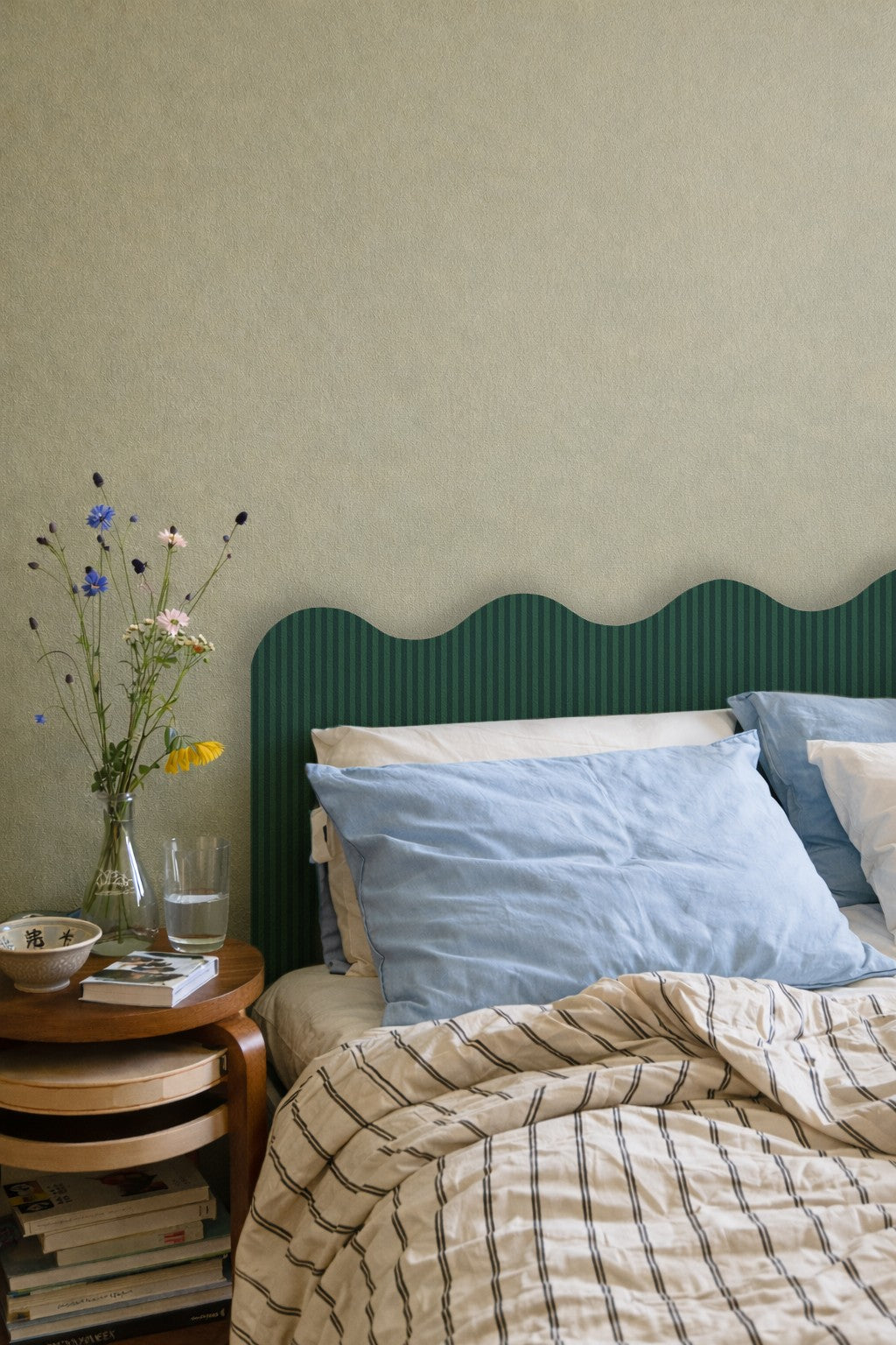 Cabecero Wavy  Tapizado Terciopelo Cama 150cm  Deep-Ocean