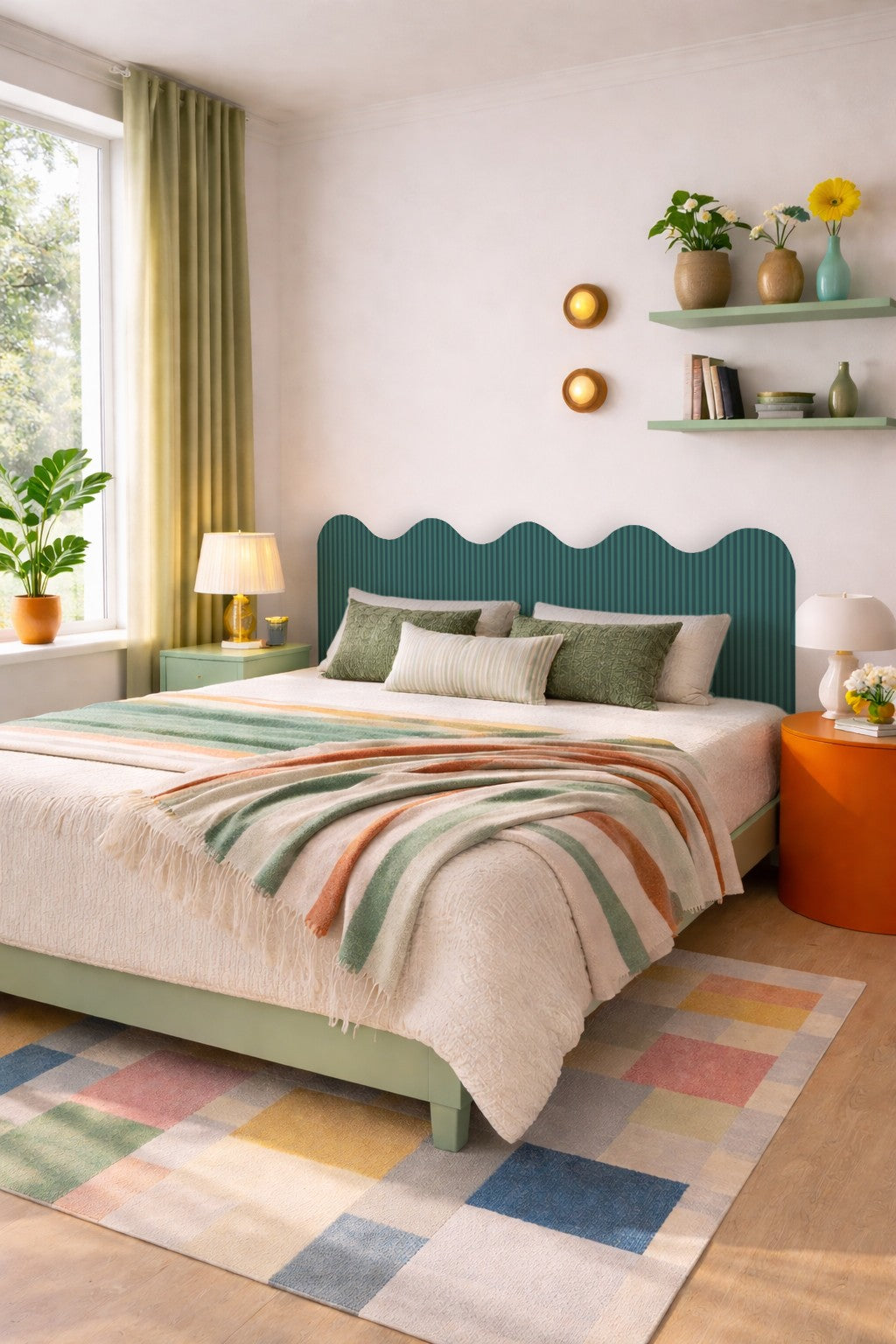 Cabecero Wavy  Tapizado Terciopelo Cama 150cm  Deep-Ocean