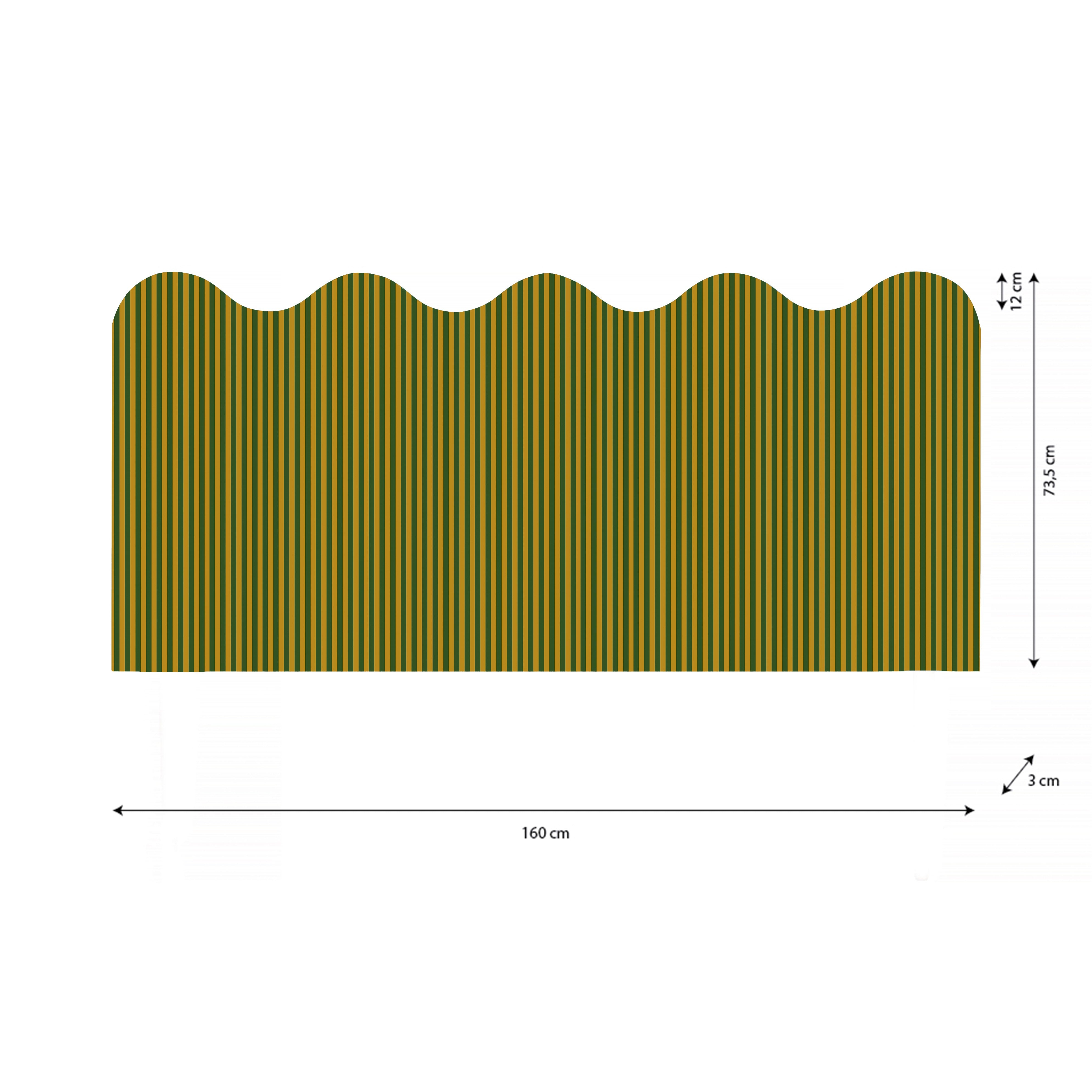 Cabecero Wavy Tapizado Terciopelo Cama 150cm Pine-Wood