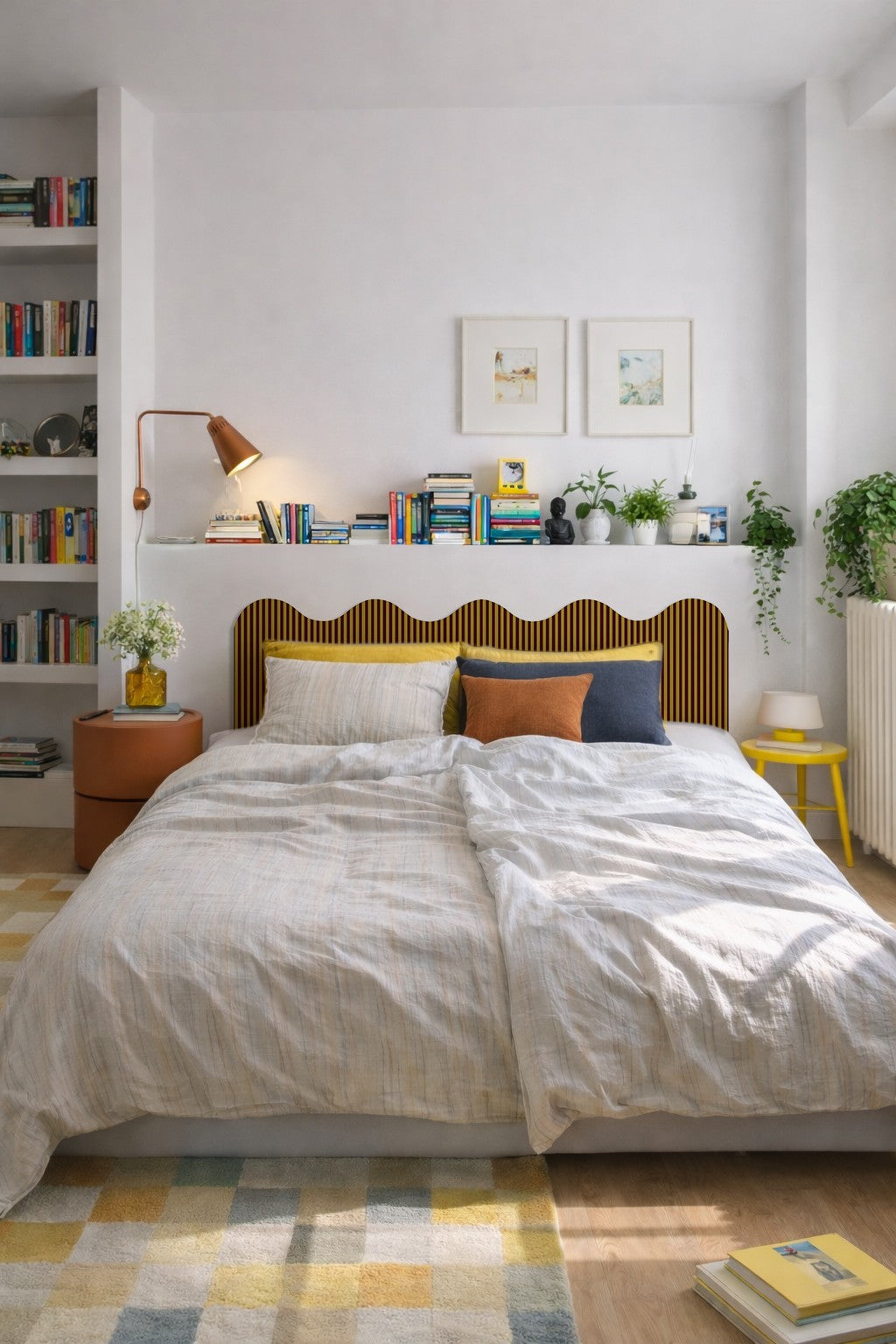 Cabecero Wavy Tapizado Terciopelo Cama 150cm  Safron-Wine