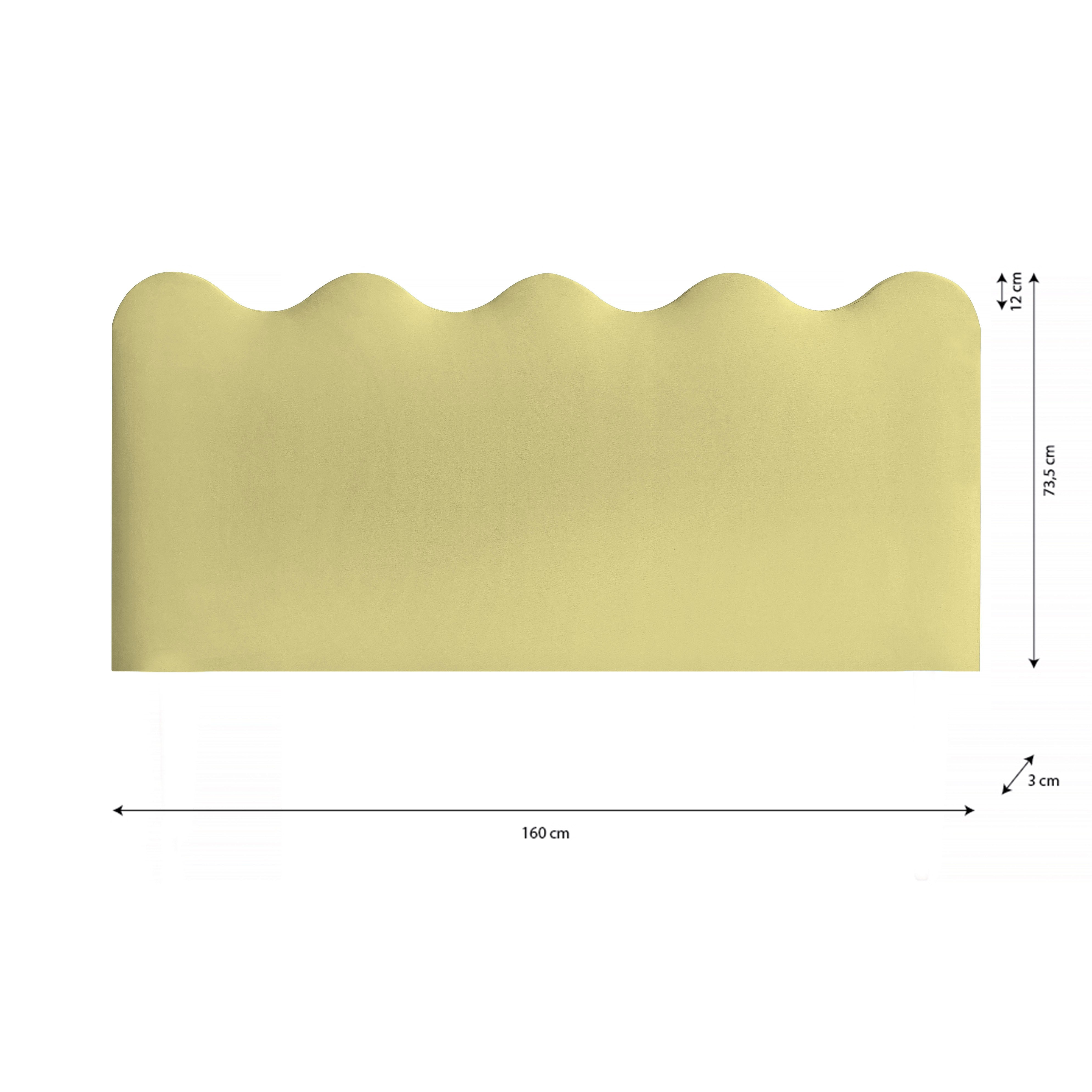 Tête de lit Wavy revêtue de velours pour lit de 150 cm Lemonade