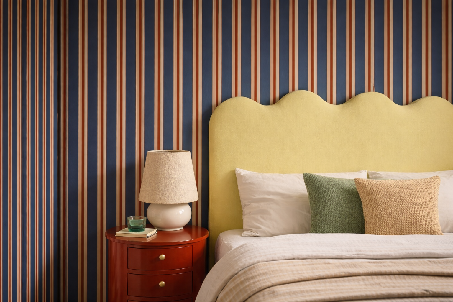 Tête de lit Wavy revêtue de velours pour lit de 150 cm Lemonade