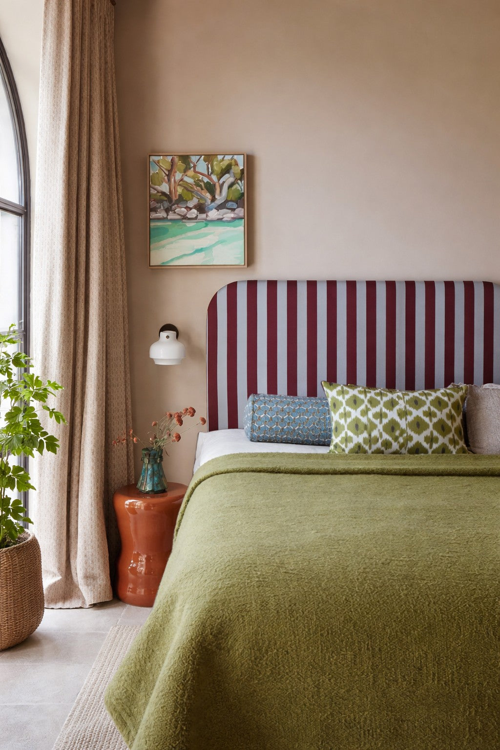 Cabecero Eddie Tapizado Terciopelo Cama 150cm Cherry-Soda